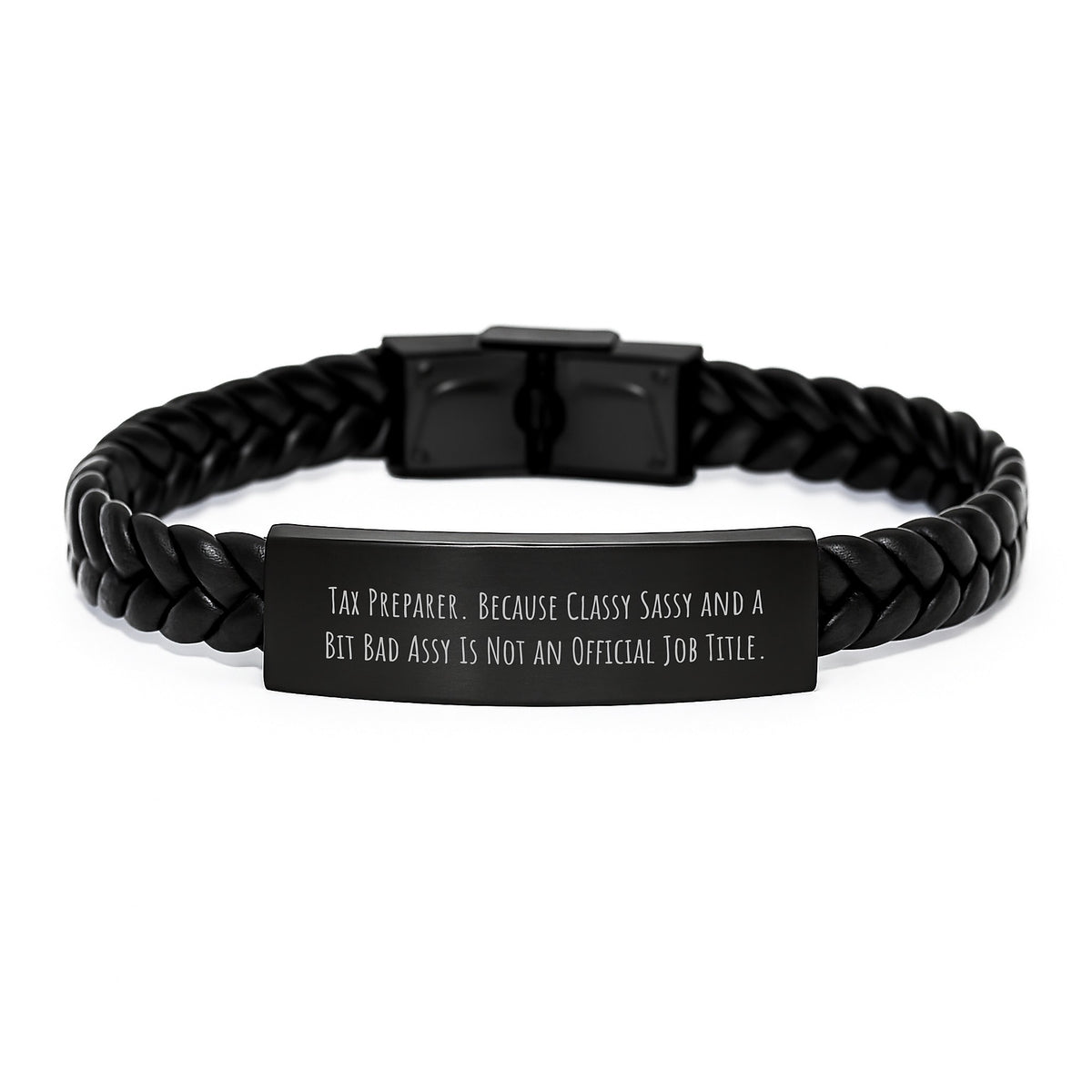 Funny Tax Preparer Gifts from Men to Coworkers - Classy Sassy And A Bit Fearlessy Interlaced Leather Bracelet for Christmas Unique Gifts - Image 1