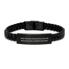 Funny Valet Gifts from Men for Valet, Christmas Unique Interlaced Leather Bracelet - Image 1