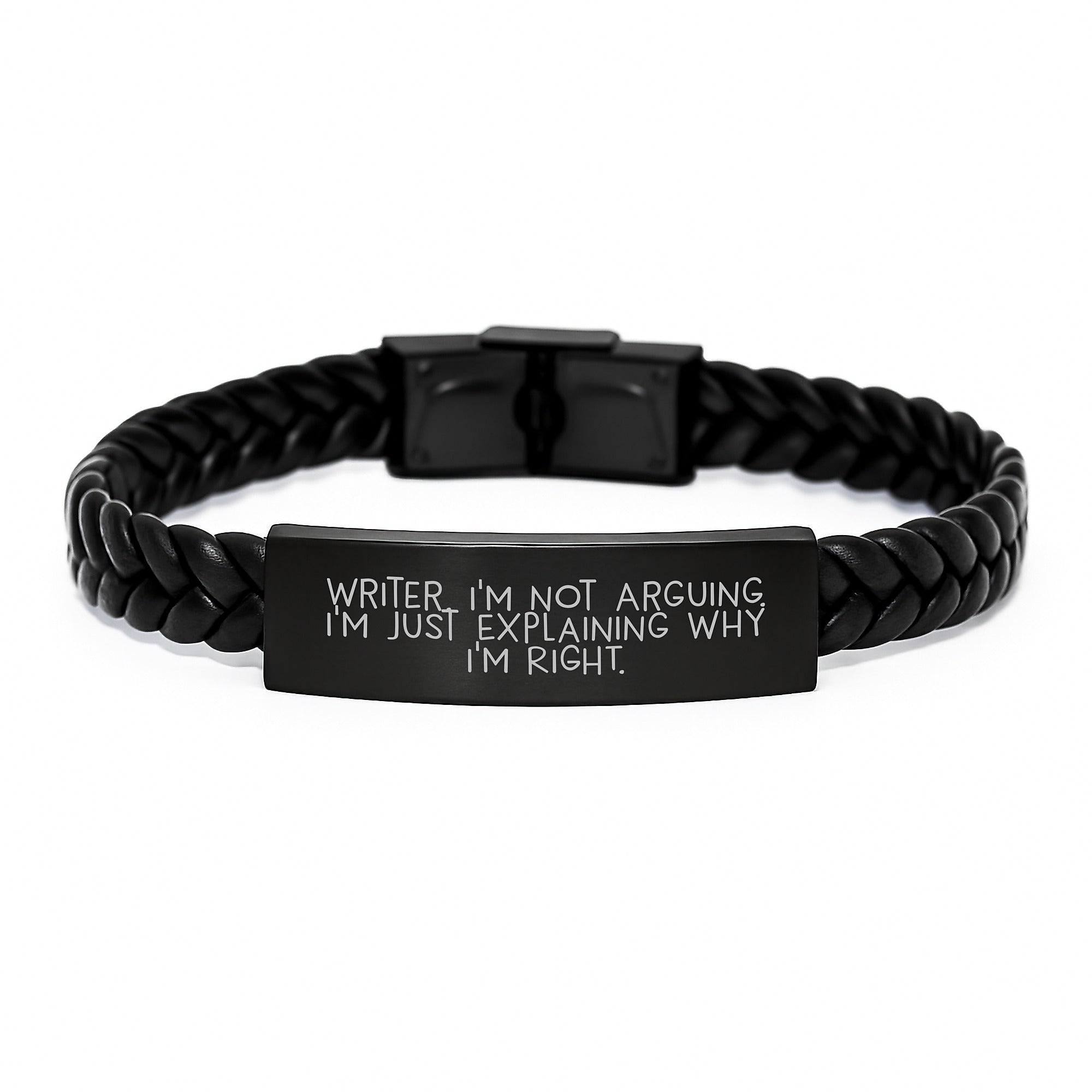 Funny Writer Gifts from Family, Writer Interlaced Leather Bracelet with Quote, Christmas Unique Gifts - Image 1