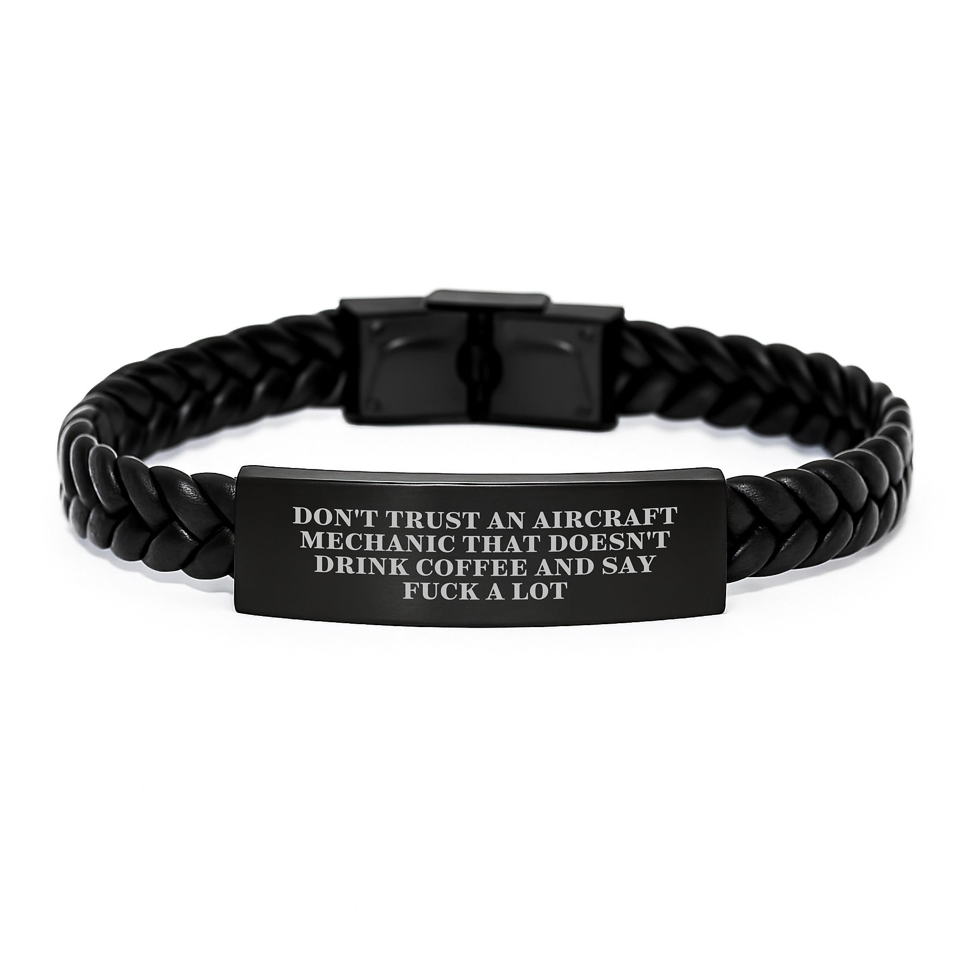Funny Aircraft Mechanic Gifts, Interlaced Leather Bracelet for Men, Gifts from Friends and Family, Inspirational Quote, Aircraft Mechanic Unique Graduation Gifts - Image 1