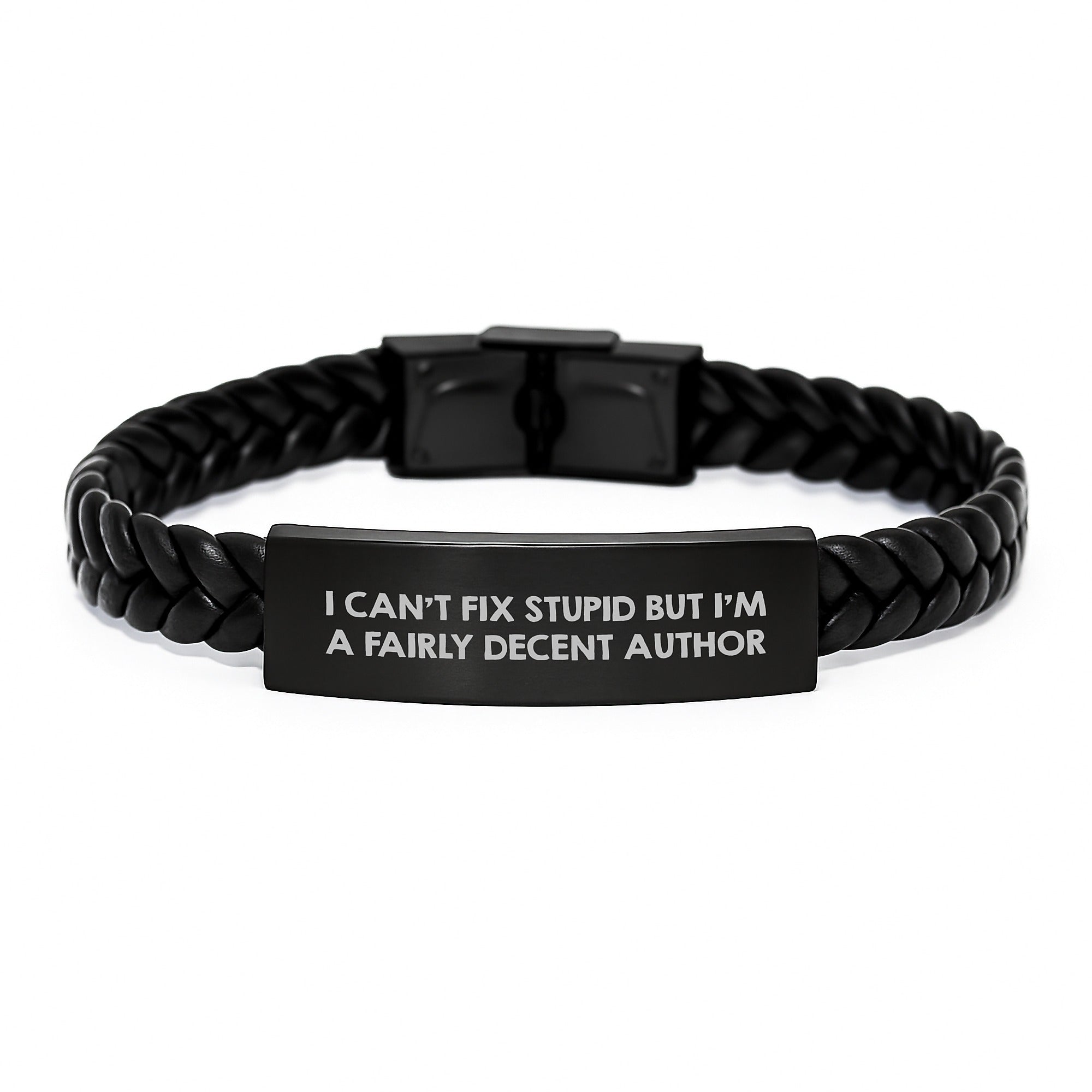Funny Author Gifts from Men to Women Friends Coworkers - I'm A Fairly Decent Author Interlaced Leather Bracelet, Christmas Unique Gifts for Author, Author - Image 1