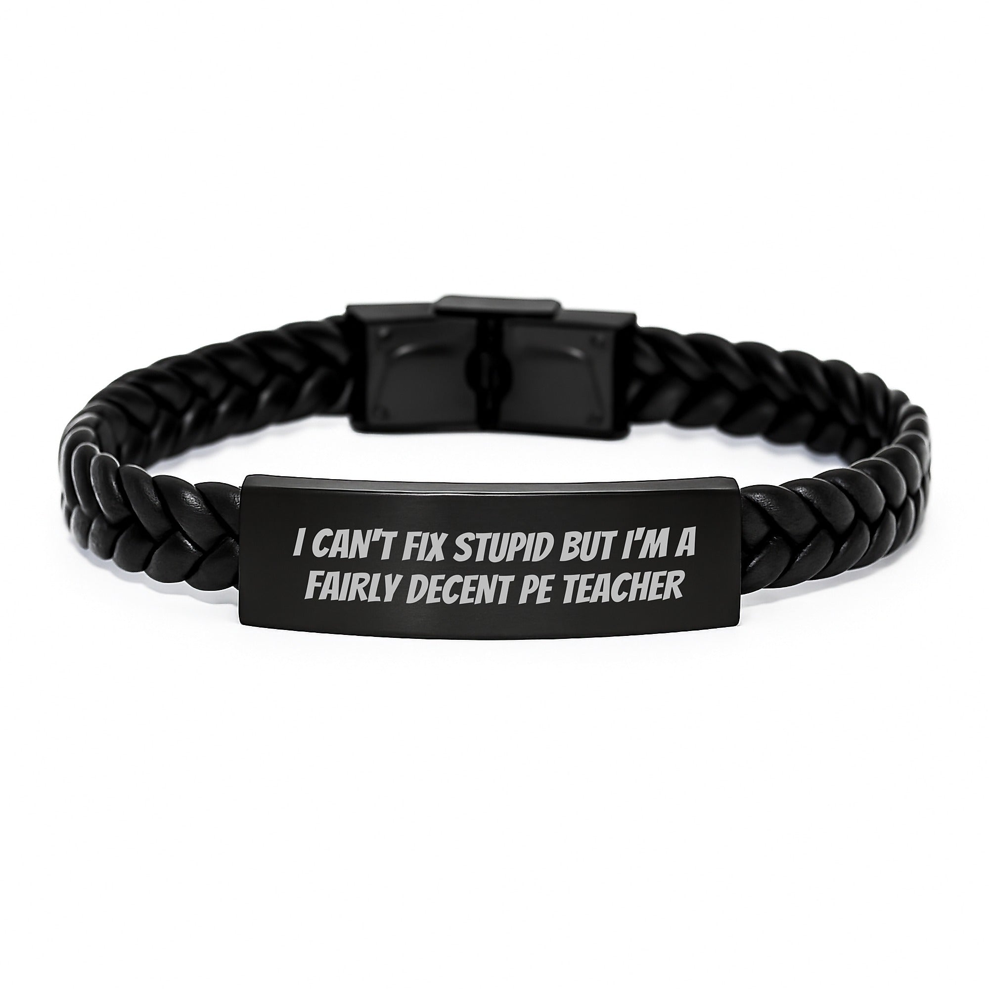 Funny PE Teacher Gifts from Men, Gifts for PE Teachers, Interlaced Leather Bracelet Men's Christmas Unique Accessories - Image 1