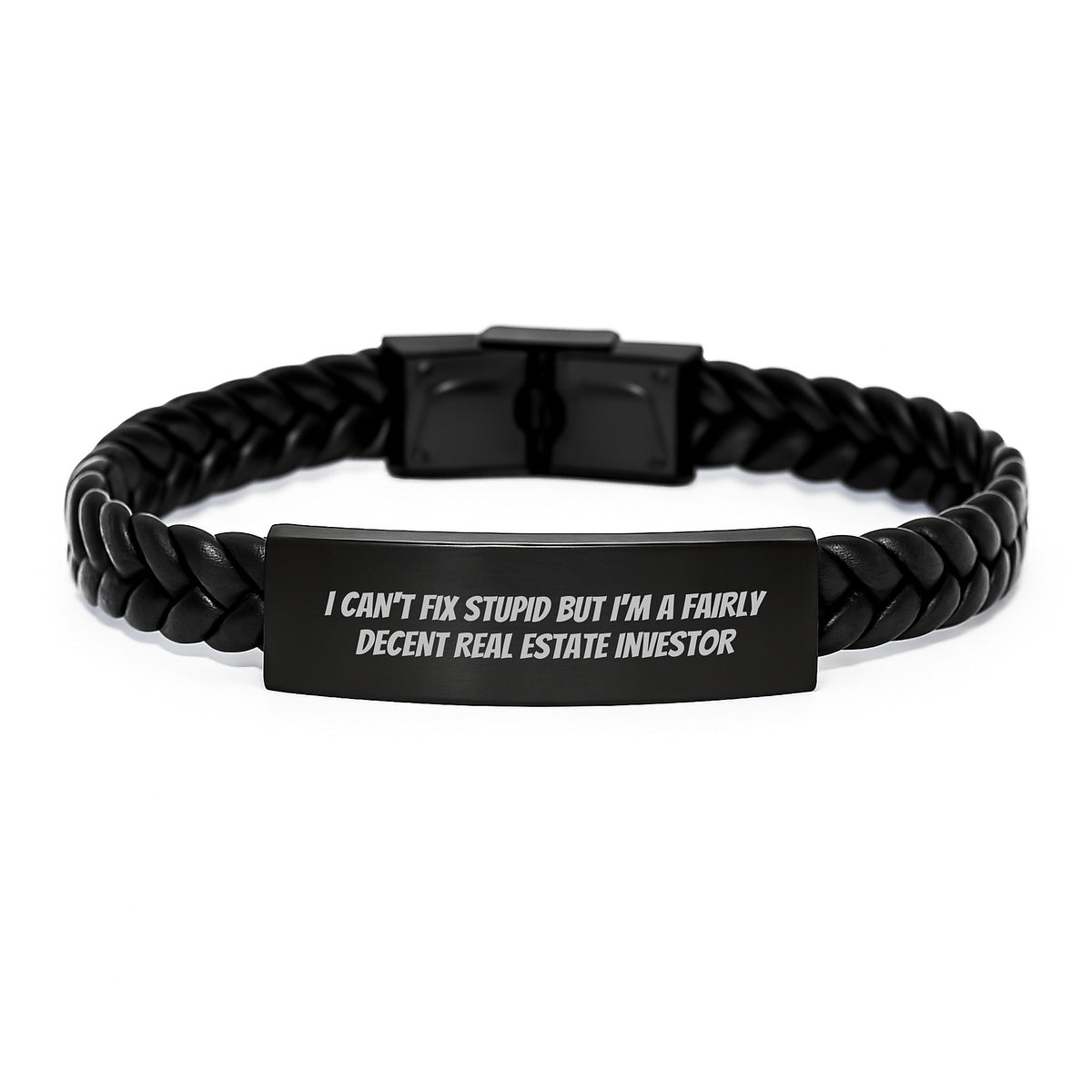Funny Real Estate Investor Gifts, Unique Interlaced Leather Bracelet for Men, Christmas Memorable Presents from Friends to Real Estate Investor, Inspirational Quote - Image 1