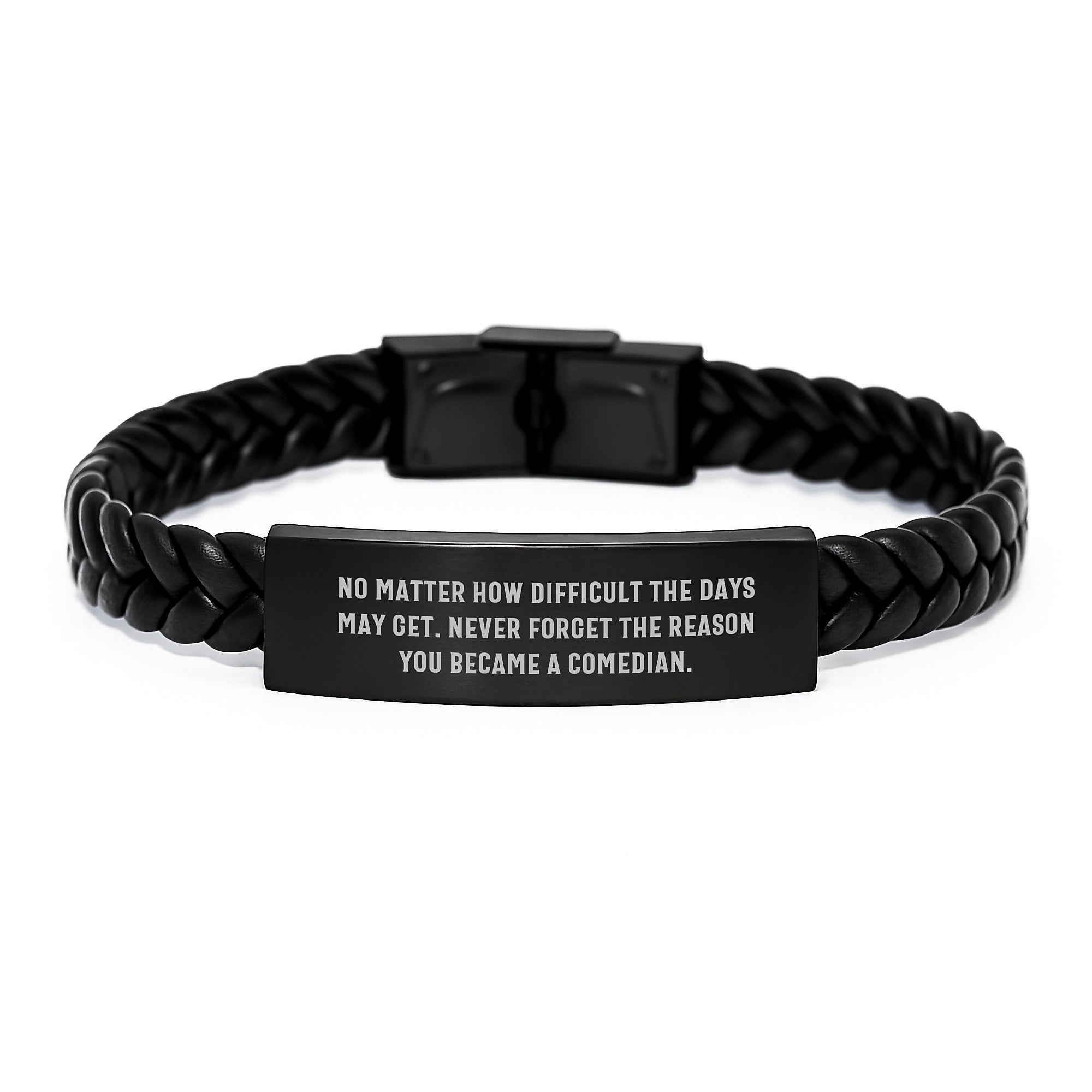 Funny Quote Comedian Gifts for Men Christmas Unique Interlaced Leather Bracelet from Friends - Image 1
