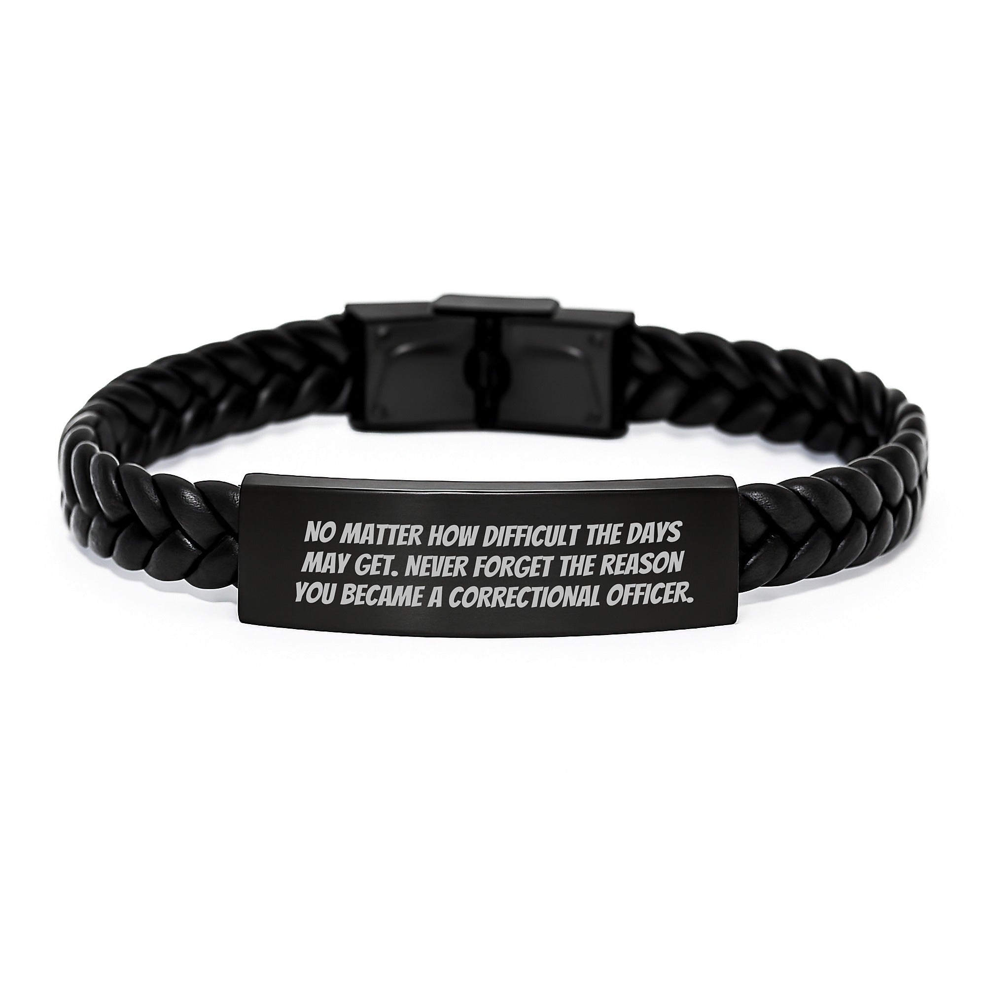 Inspirational Correctional Officer Gifts, Interlaced Leather Bracelet, Gifts from Men to Correctional Officer, Never Forget Your Reason, Graduation Unique Gifts - Image 1