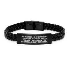 Inspirational Gifts from Friends for Court Reporters - Interlaced Leather Bracelet with Quote, Unique Christmas Memorable Presents - Image 1