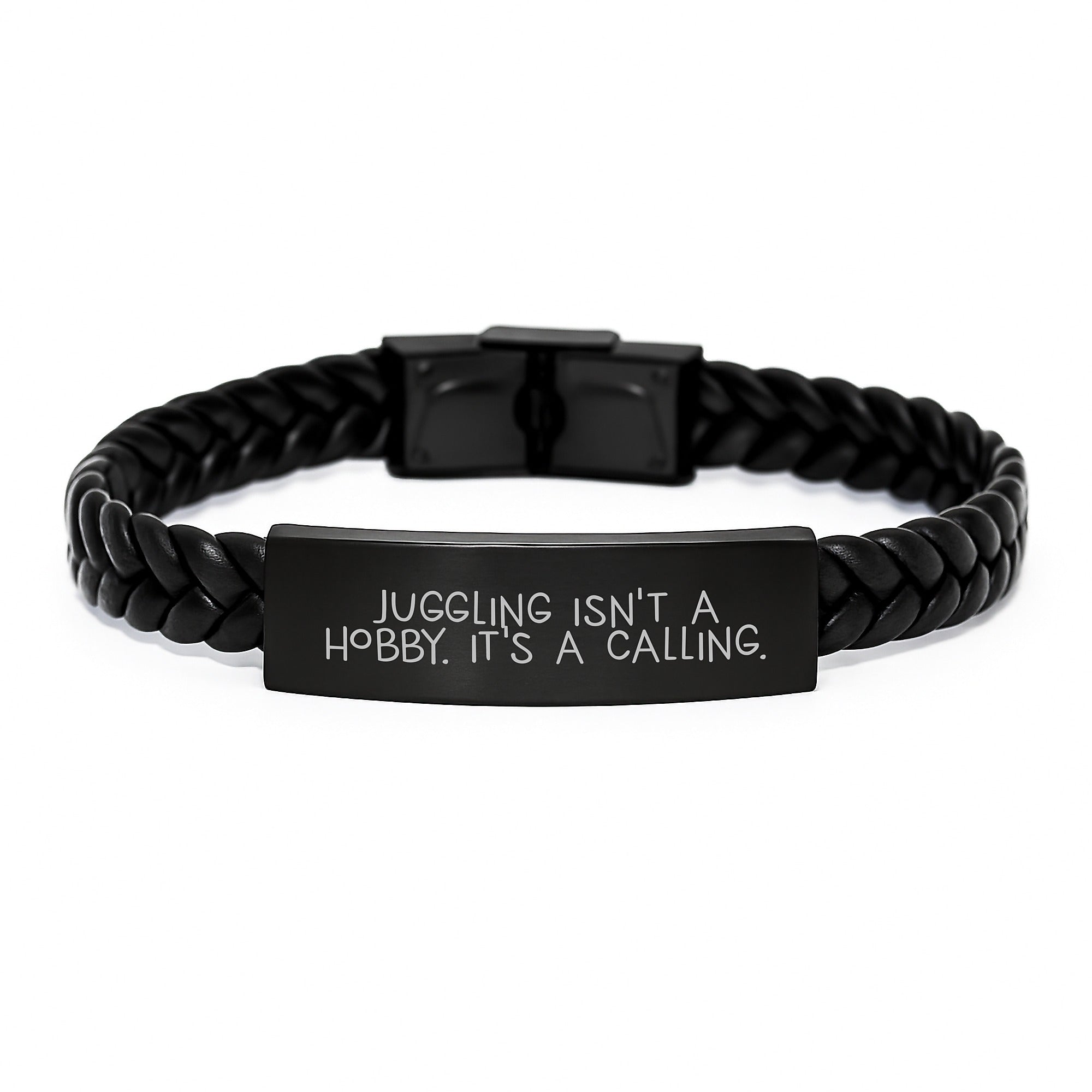 Funny Juggling Gifts from Friends, Unique Interlaced Leather Bracelet for Juggling Enthusiasts, 'Juggling Isn't A Hobby. It's A Calling.' - Image 1