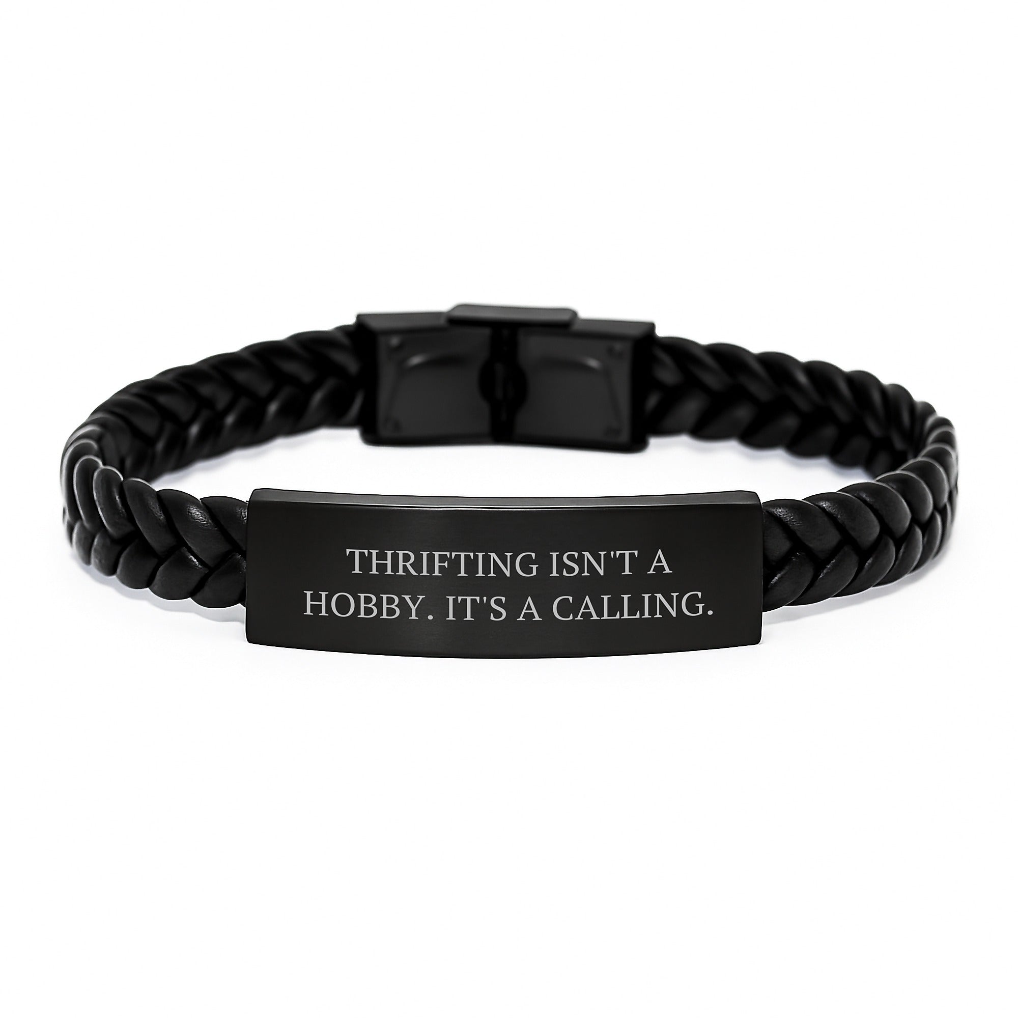 Gifts from Thrifting Enthusiasts to Friends, Men, Thrifting Unique Leather Bracelets, Thrifting Isn't A Hobby, It's A Calling. - Image 1