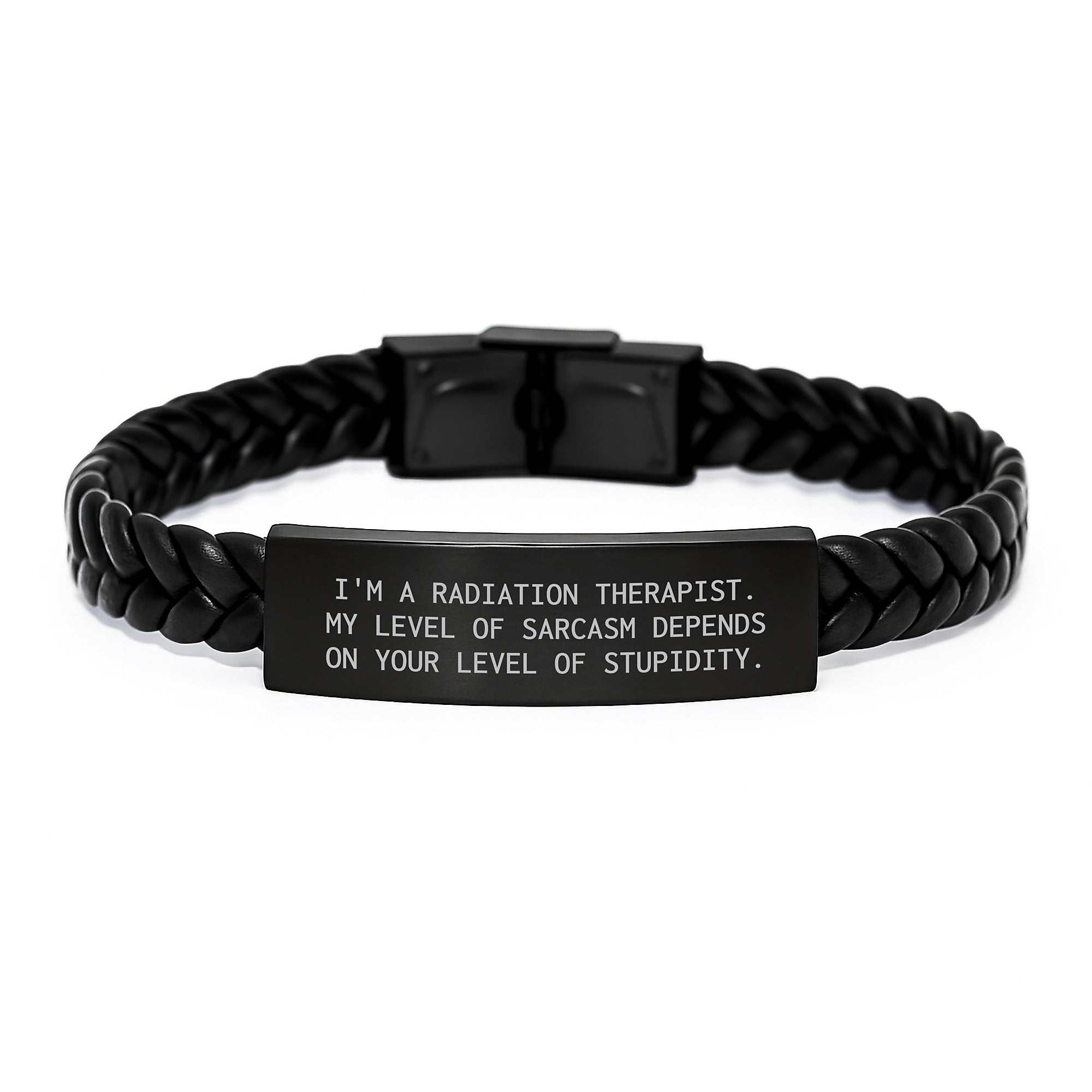 Radiation Therapist Gifts, Funny Quote Interlaced Leather Bracelet, Gifts from Friends for Radiation Therapist Graduation, Unique Men's Accessories - Image 1