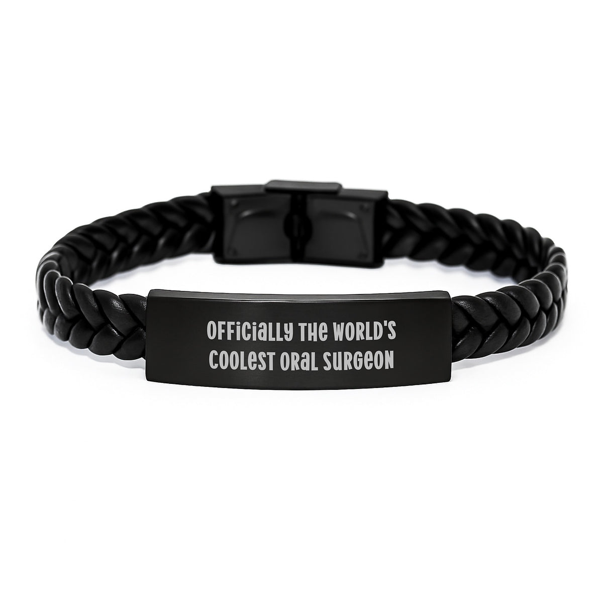 Funny Oral Surgeon Gifts from Friends - Interlaced Leather Bracelet for Men's Graduation, 'Officially The World's Coolest Oral Surgeon' Quote, Gifts for Oral Surgeon - Image 1