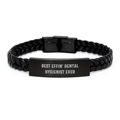 Funny Dental Hygienist Gifts, Best Effin' Interlaced Leather Bracelet for Graduation - Gifts from Friends to Dental Hygienist - Image 1
