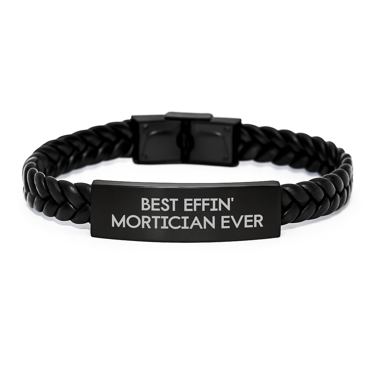 Funny Mortician Gifts from Men to Best Effin' Mortician Ever - Interlaced Leather Bracelet for Christmas Unique Presents - Image 1