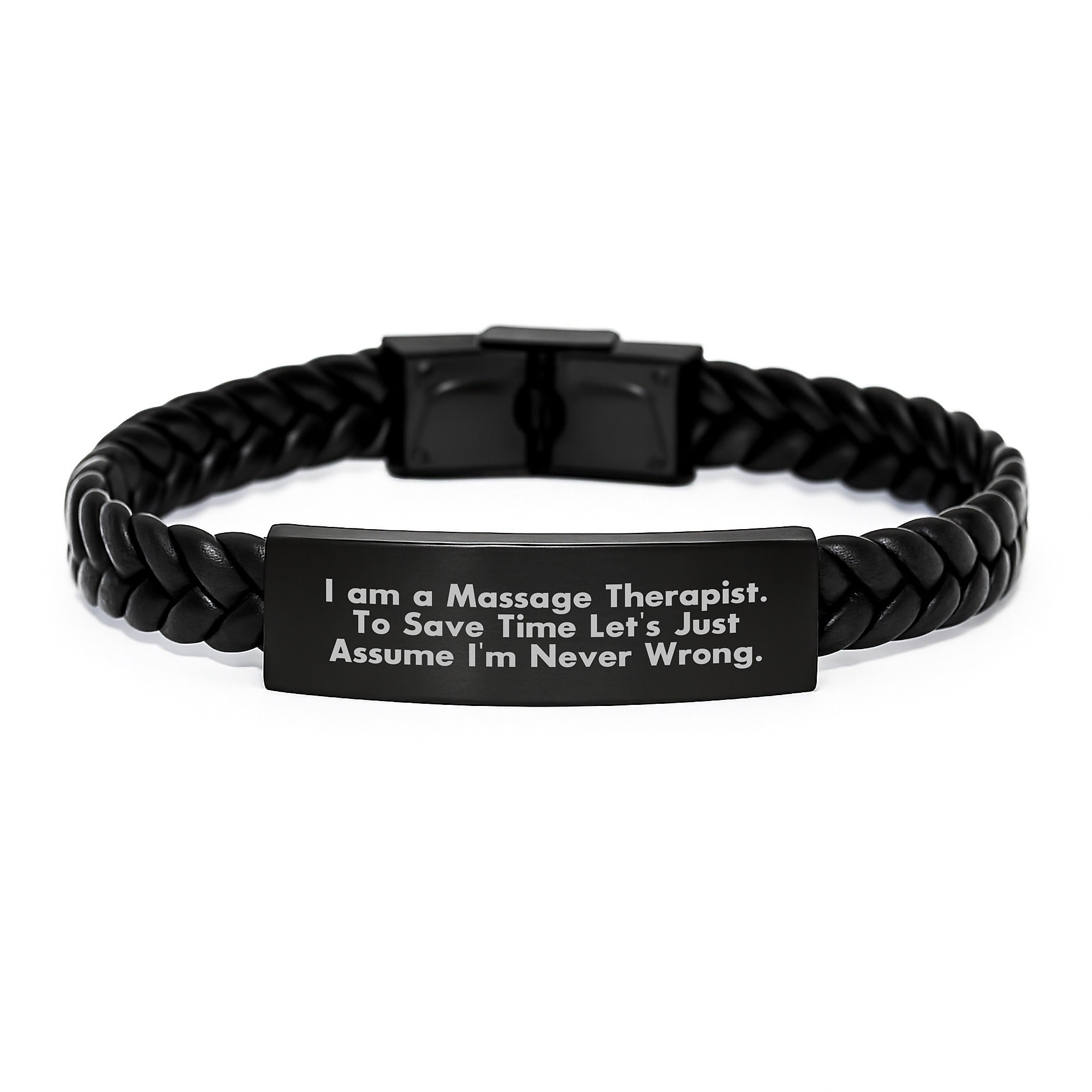 Funny Quote Interlaced Leather Bracelet for Massage Therapist Gifts, Gifts from Friends to Massage Therapist, Christmas Unique Gifts, Interlaced Leather Bracelet for Men - Image 1