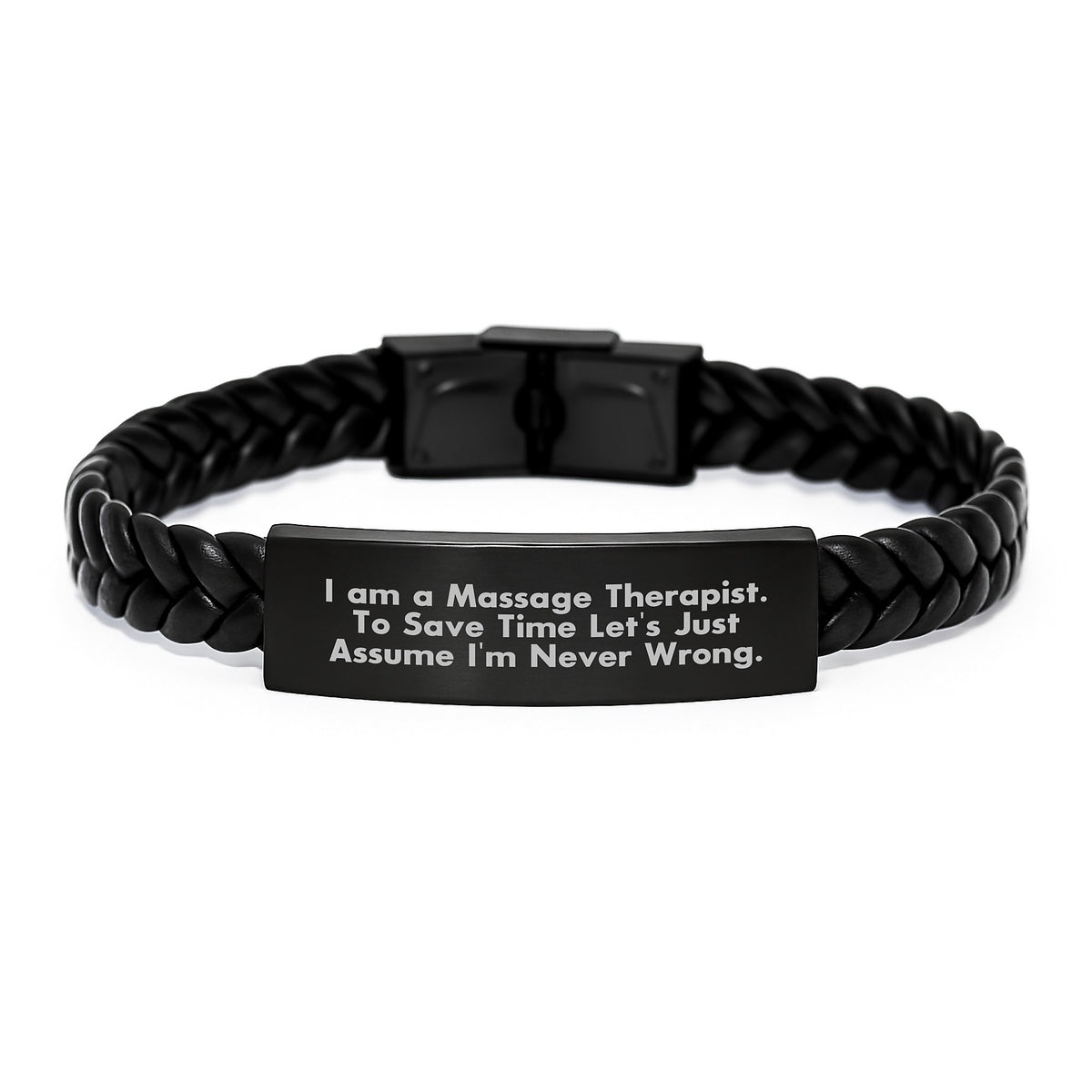 Funny Quote Interlaced Leather Bracelet for Massage Therapist Gifts, Gifts from Friends to Massage Therapist, Christmas Unique Gifts, Interlaced Leather Bracelet for Men - Image 1