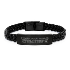 Archeologist Inspired Interlaced Leather Bracelet, Funny Quote Gifts for Men, Unique Christmas Unique Gifts from Friends to Family - Image 1