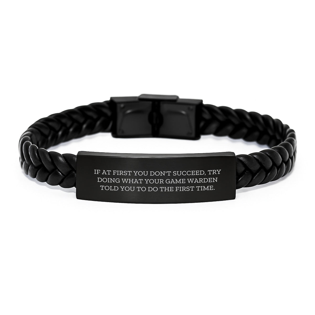 Funny Game Warden Gifts, Interlaced Leather Bracelet with Funny Quote from Game Warden for Christmas Unique Gifts from Friends to Game Wardens, Funny Game Warden Quote Interlaced Leather Bracelet - Image 1