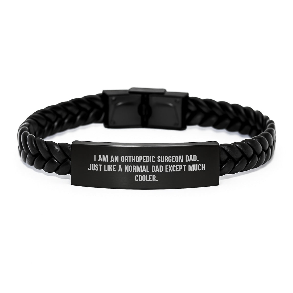 Funny Orthopedic Surgeon Gifts for Men, 'I Am An Orthopedic Surgeon Dad' Interlaced Leather Bracelet, Christmas Unique Gifts from Family to Dad - Image 1
