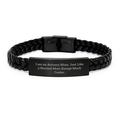 Actuary Mom's Special Gift, Interlaced Leather Graduation Wristband, Funny Quote, Gifts from Mom to Actuary, Perfect for Actuary, Interlaced Leather Actuary Mom Gifts - Image 1