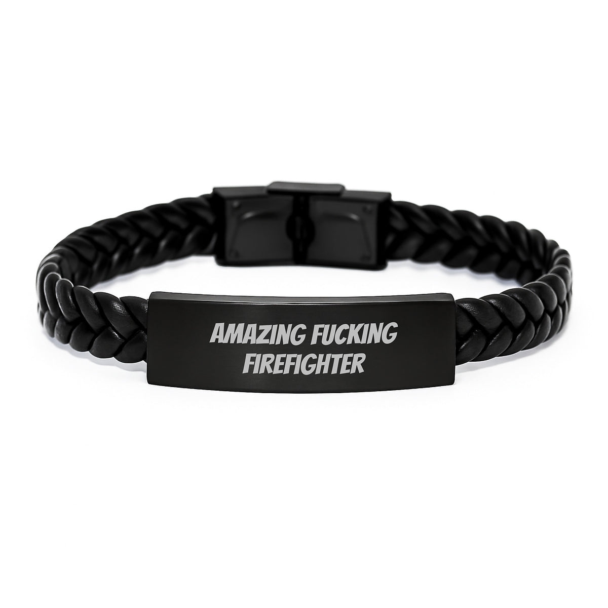 Funny Firefighter Gifts from Friends - Amazing Interlaced Leather Bracelet for Birthday, Unique for Firefighter Men, Stainless Steel and PU Leather Combination - Image 1