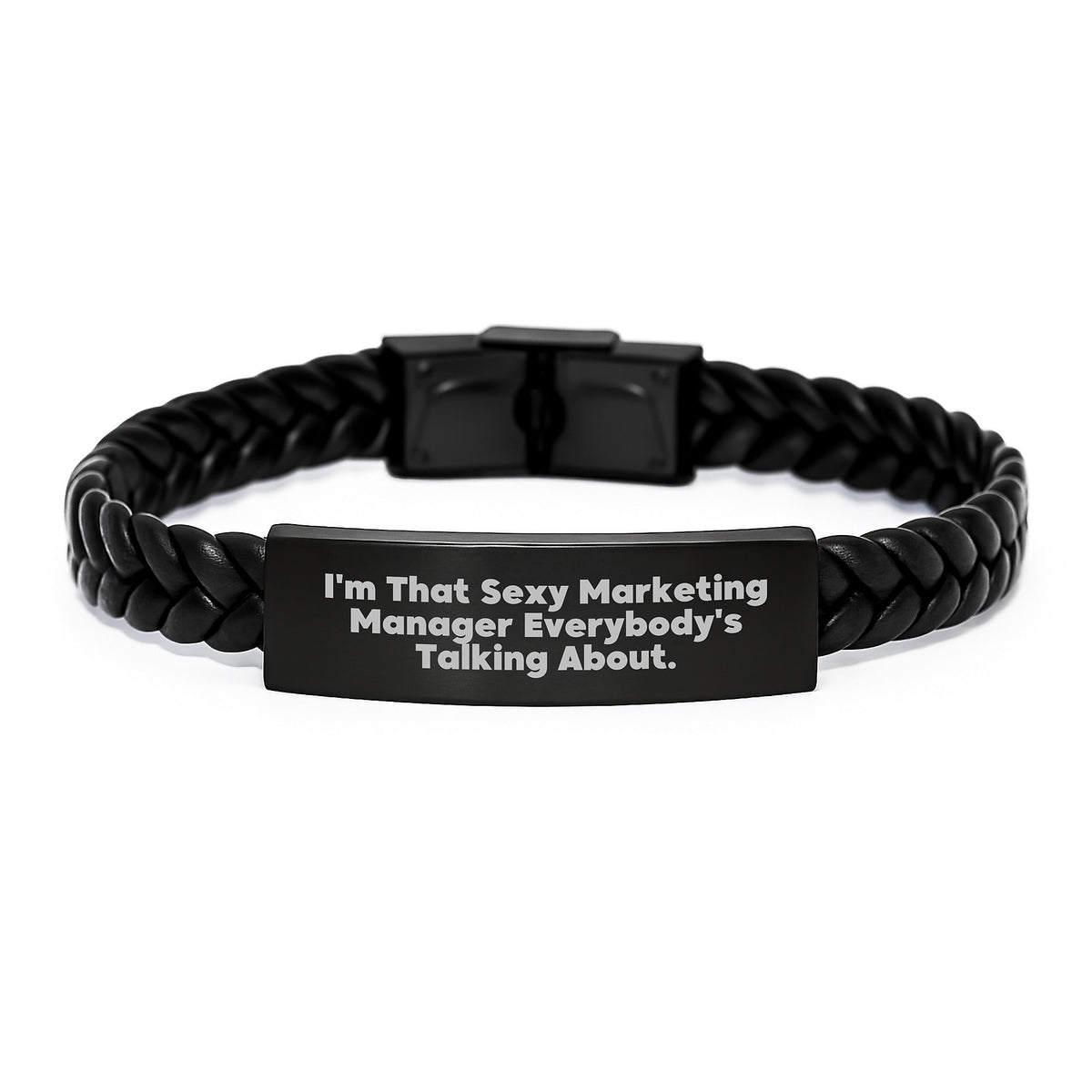 Marketing Manager Gifts Funny Interlaced Leather Bracelet from Friends for Birthday, 'I'm That Sexy Marketing Manager Everybody's Talking About.' - Image 1