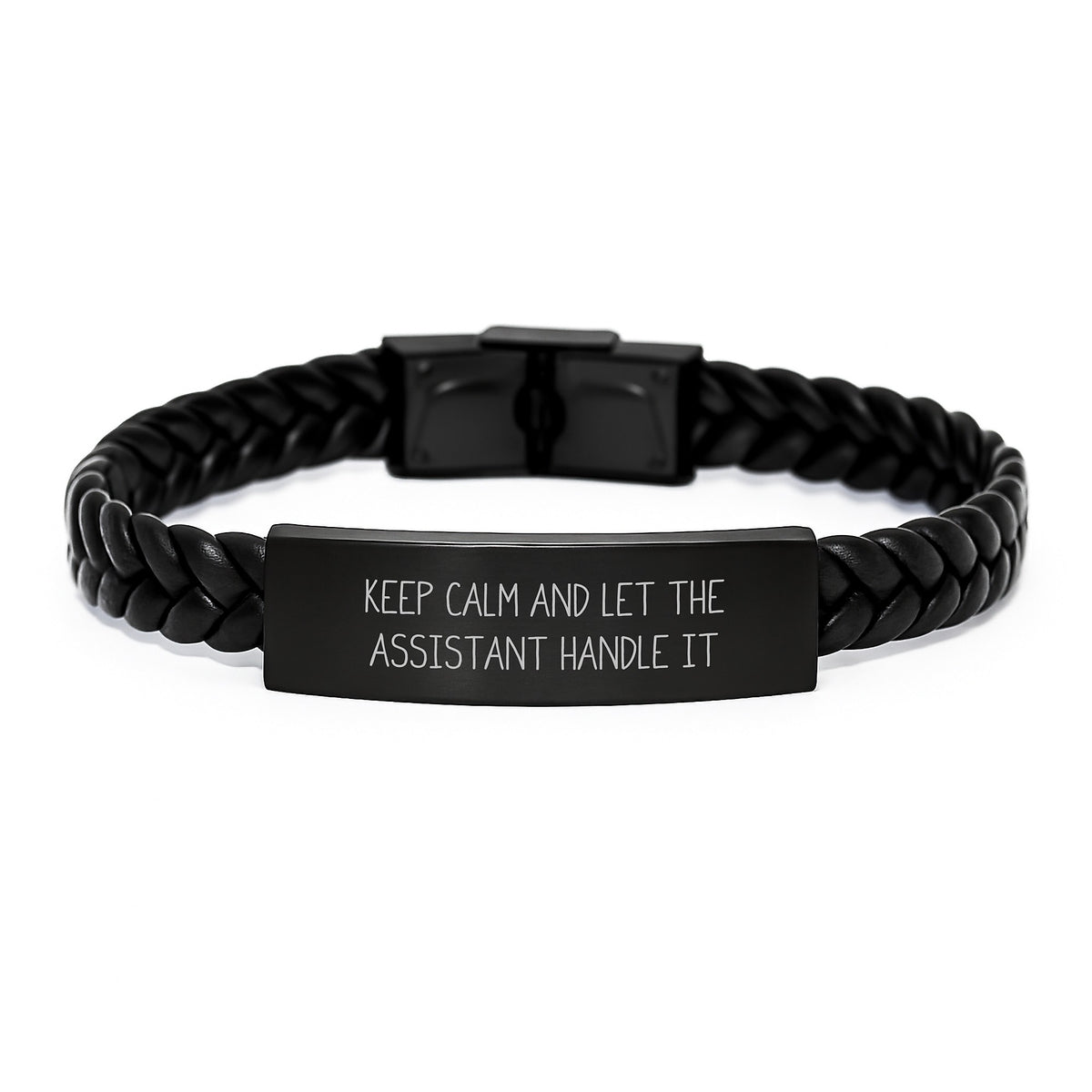 Funny Assistant Quotes Interlaced Leather Bracelet Gifts from Men to Graduating Assistant, Gifts for Assistant, Inspirational Quotes on Leather Straps, Unique Graduation Gifts for Him - Image 1