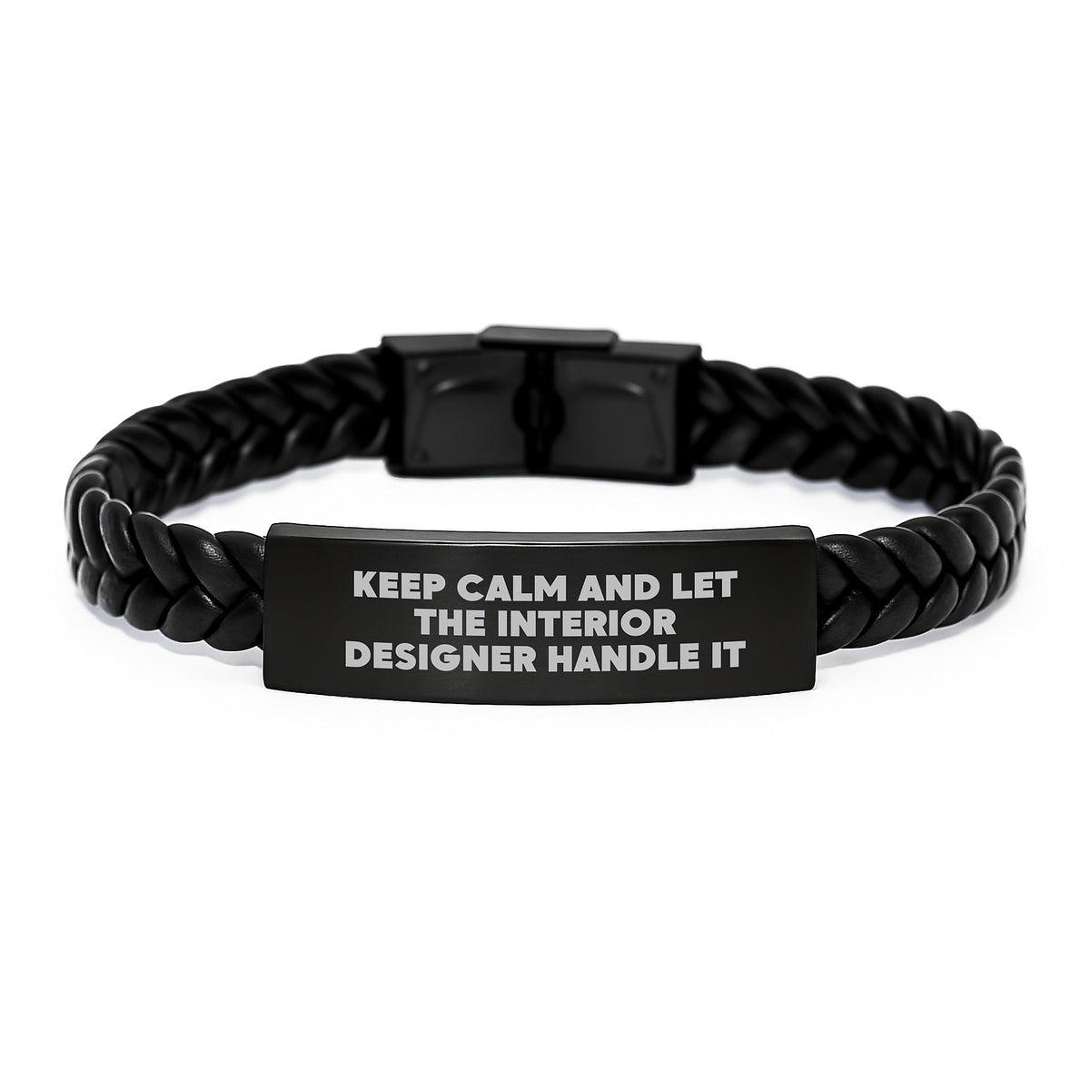 Unique Christmas Unique Gifts from Interior Designer Friends, Funny Quote Keep Calm And Let The Interior Designer Handle It Interlaced Leather Bracelet for Interior Designer - Image 1