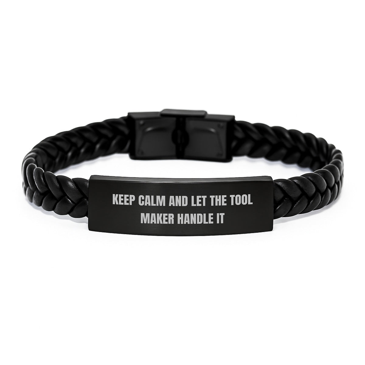 Funny Tool Maker Gifts, Keep Calm And Let The Tool Maker Handle It, Interlaced Leather Bracelet for Birthday, Gifts from Men to Tool Maker, Birthday Unique Presents - Image 1