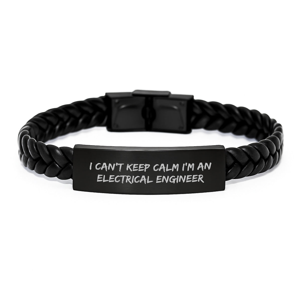 Electrical Engineer Gifts I Can't Keep Calm Interlaced Leather Bracelet, Funny Christmas Memorable Presents for Men, Women, Friends, Family, Coworkers - Image 1