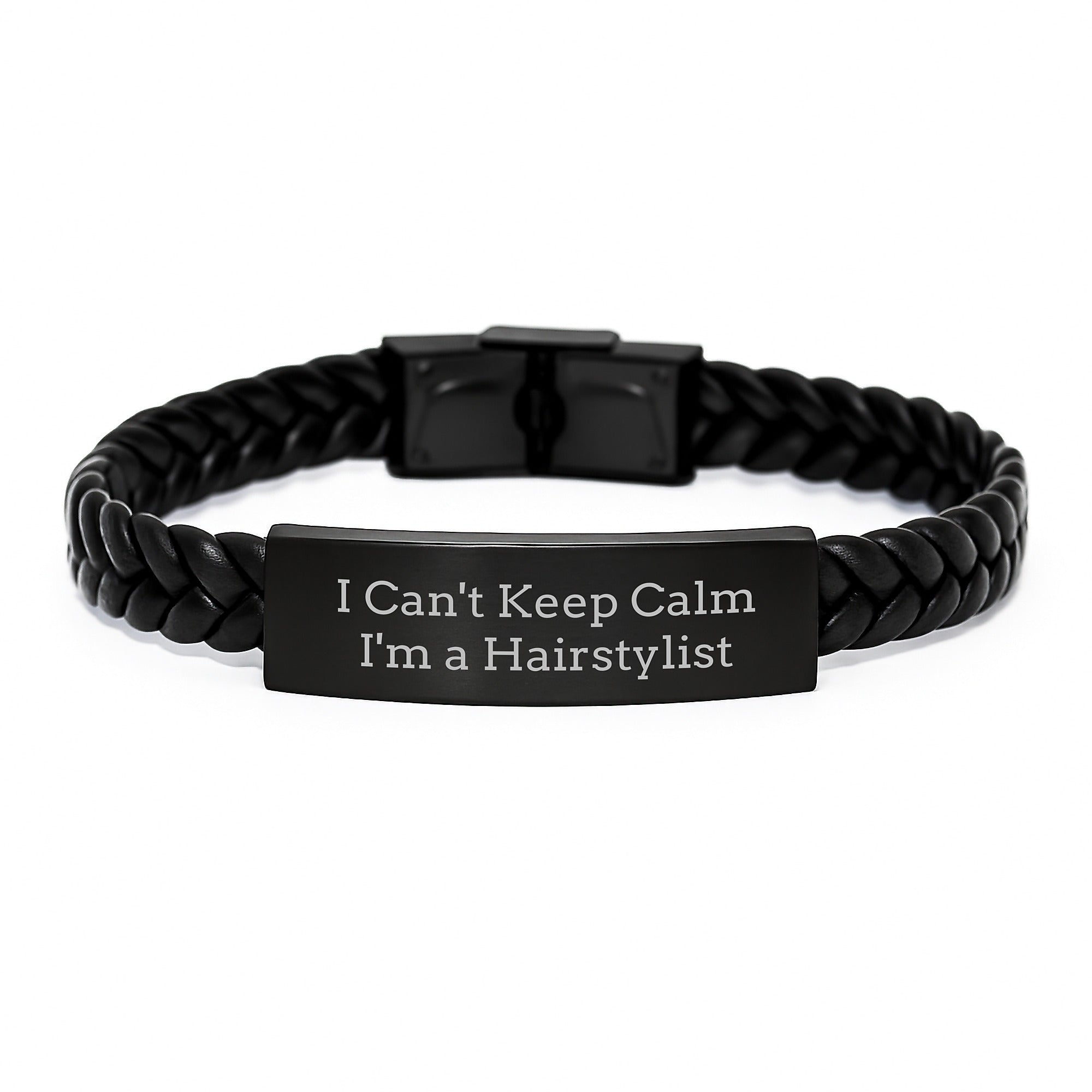 Funny Hairstylist Gift Ideas, I Can't Keep Calm I'm A Hairstylist Interlaced Leather Bracelet, Christmas Unique Gifts for Men Women Friends Family - Image 1