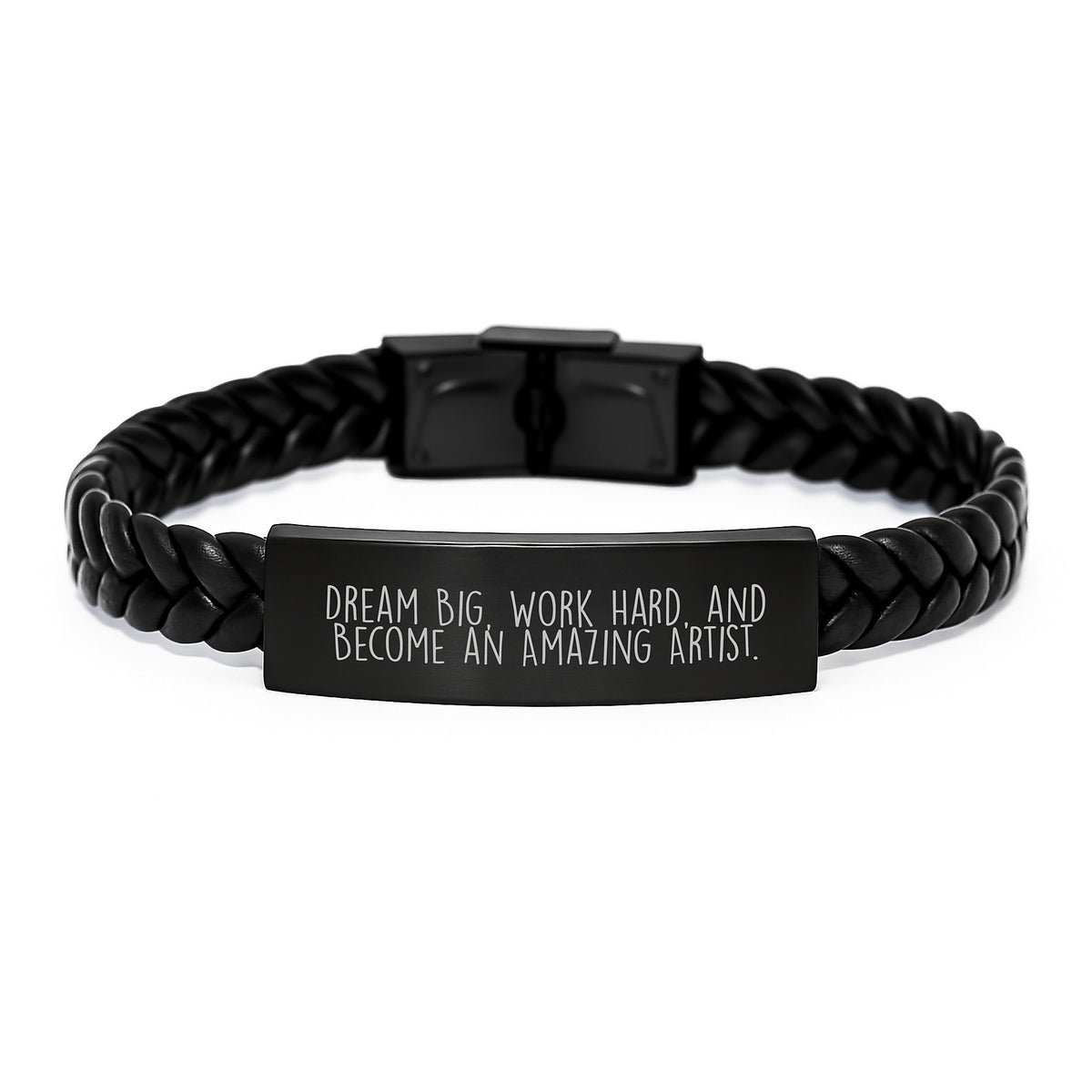 Inspiring Artist Gifts from Family - Unique Christmas Unique Gifts for Artist Men and Women, Interlaced Leather Bracelet with Dream Big Quote, Stainless Steel and PU Leather - Image 1
