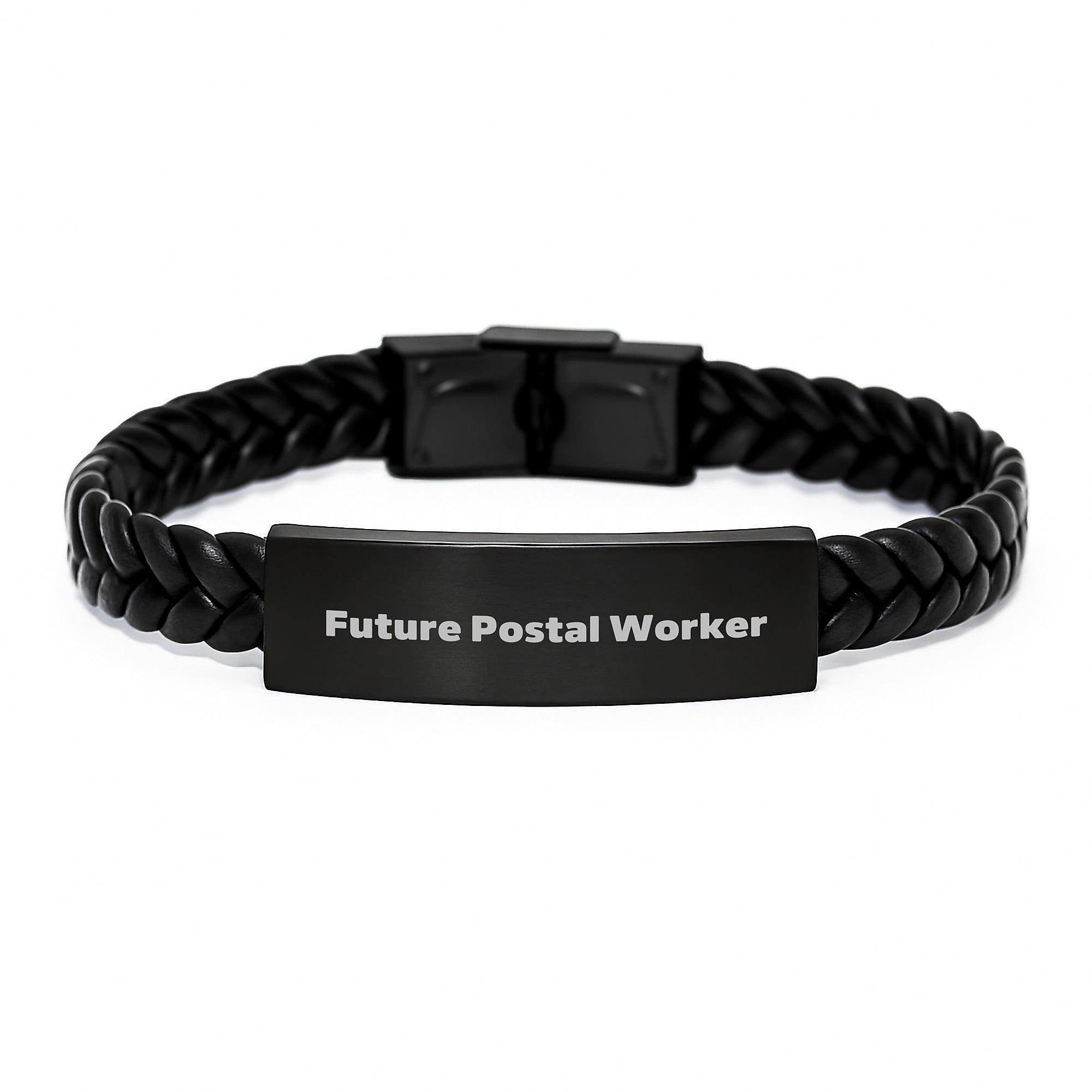 Funny Future Postal Worker Gifts, Interlaced Leather Bracelet for Men, Women, or Friends - 'A Future Postal Worker' Quote, Unique Graduation Gift from Family, Coworkers, or Friends - Image 1