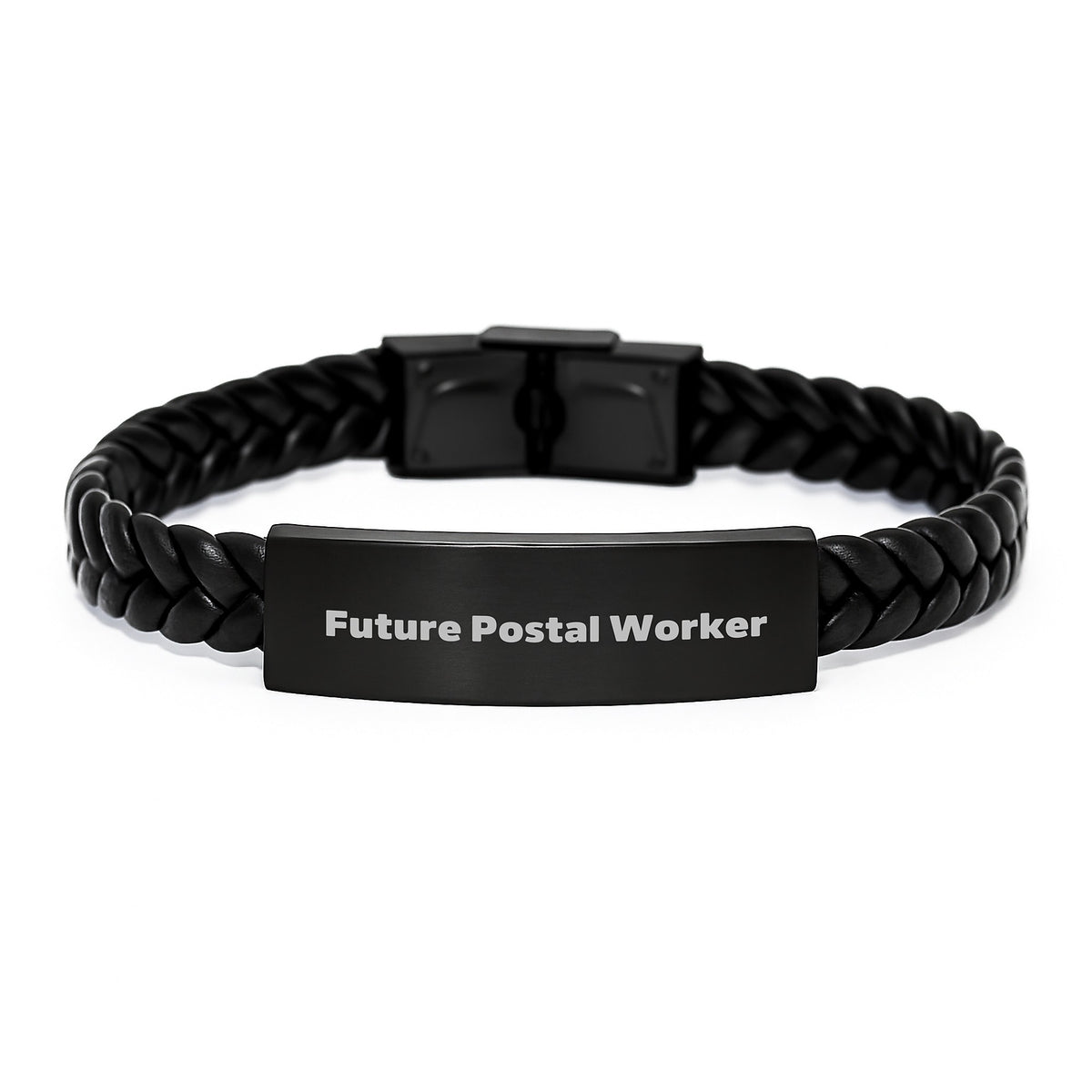 Funny Future Postal Worker Gifts, Interlaced Leather Bracelet for Men, Women, or Friends - 'A Future Postal Worker' Quote, Unique Graduation Gift from Family, Coworkers, or Friends - Image 1