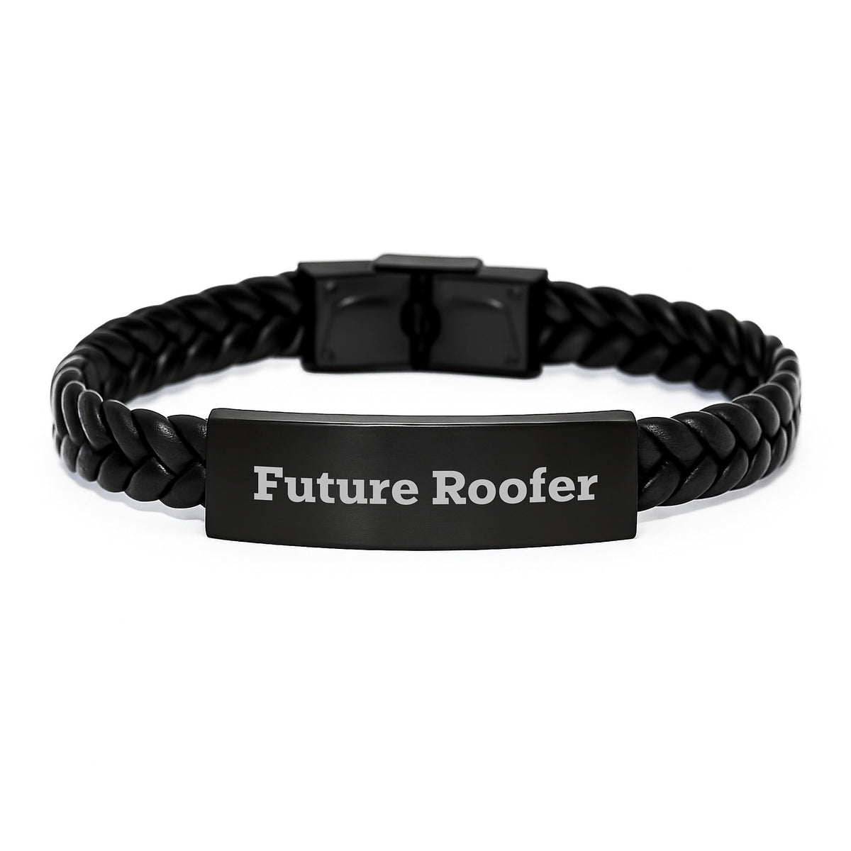 Funny Future Roofer Gifts from Friends to Graduating Roofers, Interlaced Leather Bracelet with Stainless Steel and PU Leather - Image 1