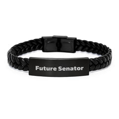 Senator Gifts from Friends and Family - Inspirational Future Senator Interlaced Leather Bracelet, Graduation Unique Gifts for Men and Women - Image 1