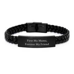 Mama Interlaced Leather Bracelet, Funny Quote Gifts from Mom to Me, Christmas Unique Presents for Mama, First My Mama, Forever My Friend - Image 1