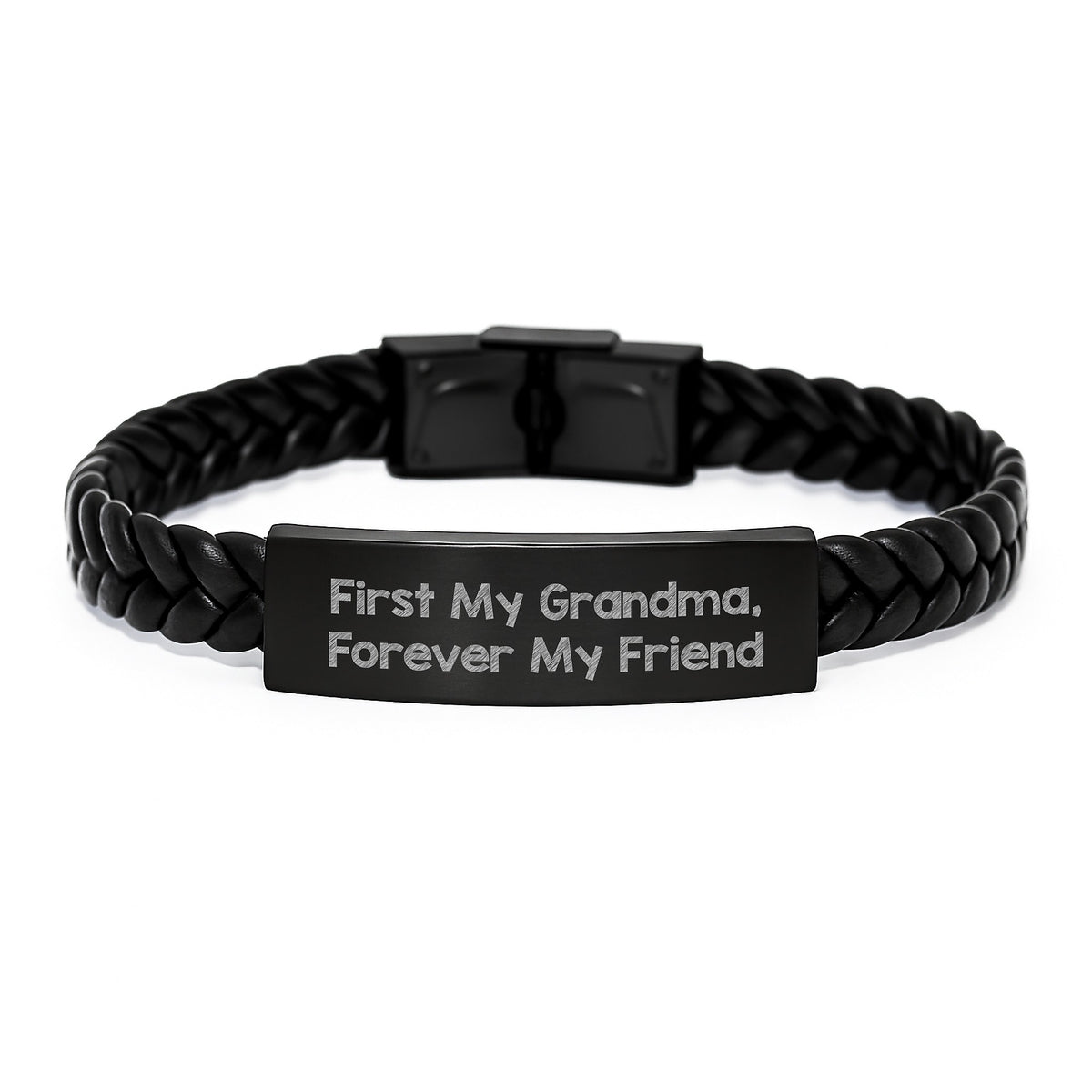 Gifts from Family to Grandma, Unique Interlaced Leather Bracelet - First My Grandma, Forever My Friend - Image 1