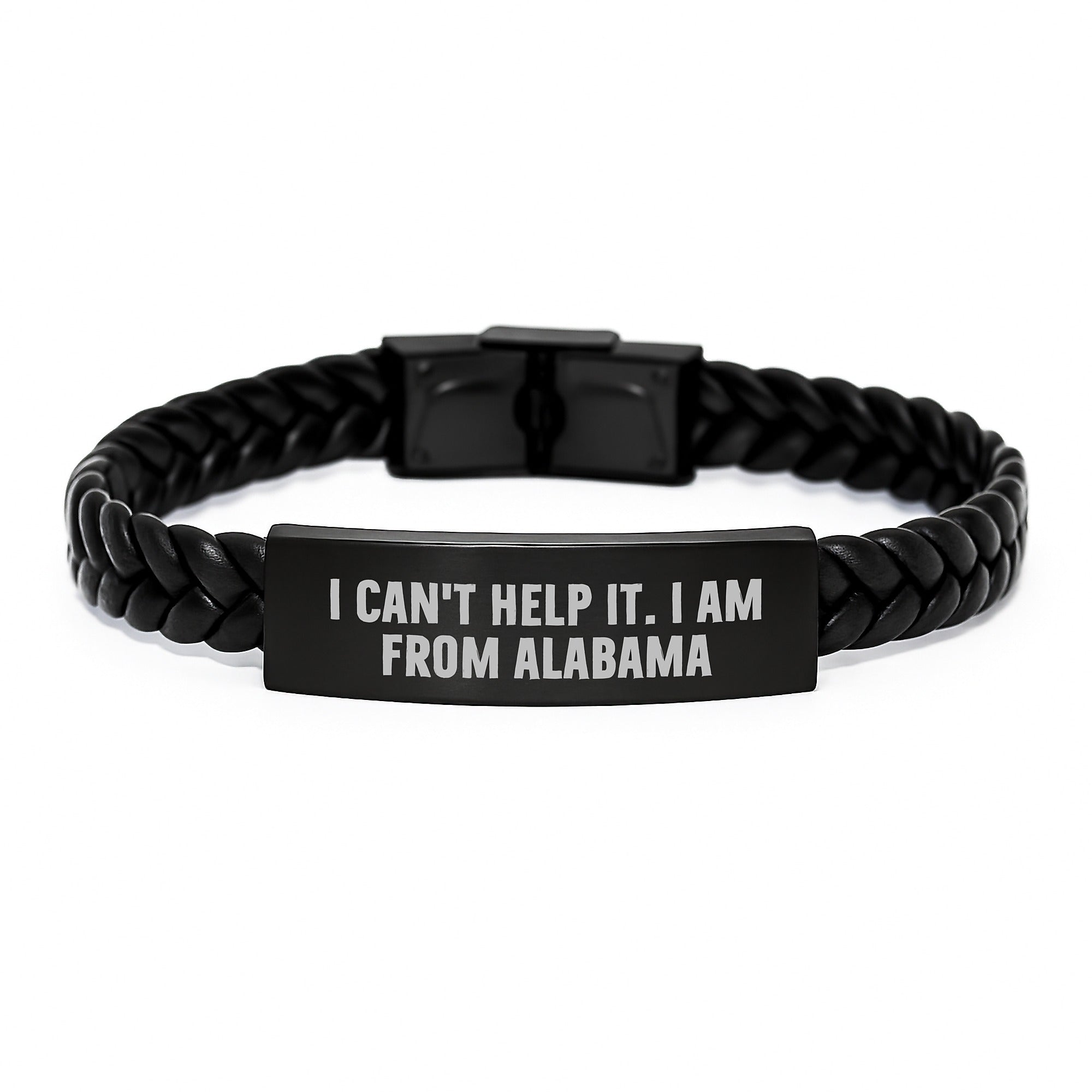 Funny Alabama Gifts for Friends from Alabama, Interlaced Leather Bracelet, Holiday Unique Gifts - Image 1