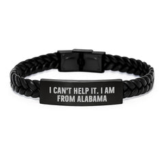 Funny Alabama Gifts for Friends from Alabama, Interlaced Leather Bracelet, Holiday Unique Gifts - Image 1