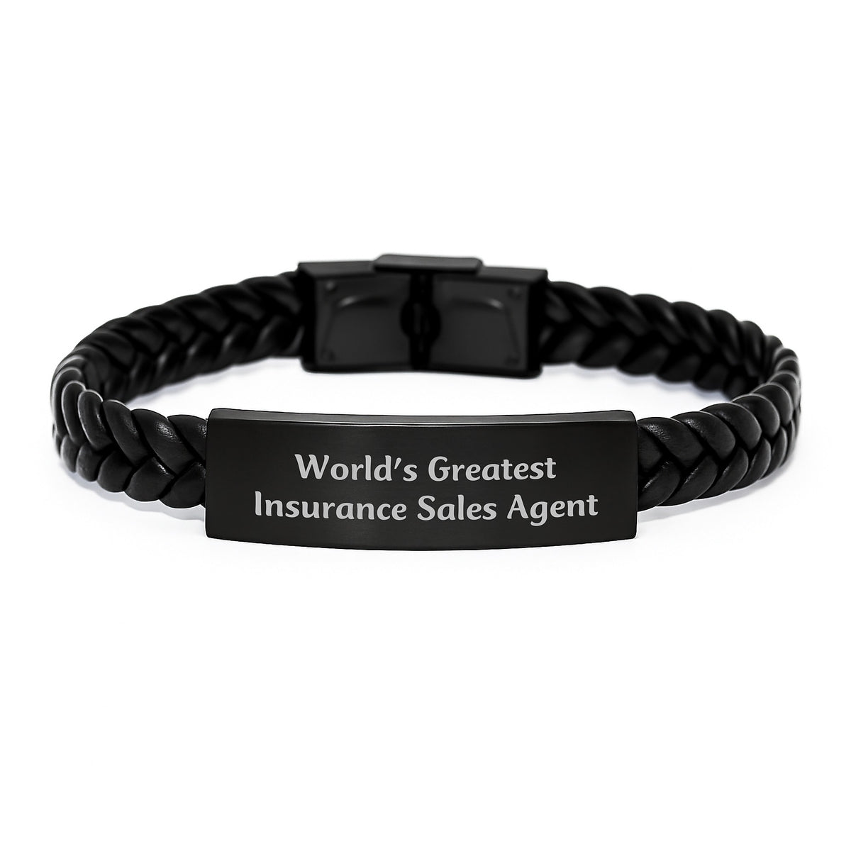 Funny Insurance Sales Agent Gifts for Men, 'World's Greatest' Interlaced Leather Bracelet, Christmas Unique Presents for Family, Friends, Coworkers from a Proud Insurance Sales Agent - Image 1