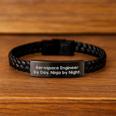 Aerospace Engineer Gifts, Funny Quote Interlaced Leather Bracelet, Gifts from Friends to Aerospace Engineer, Unique Graduation Gifts - Image 2