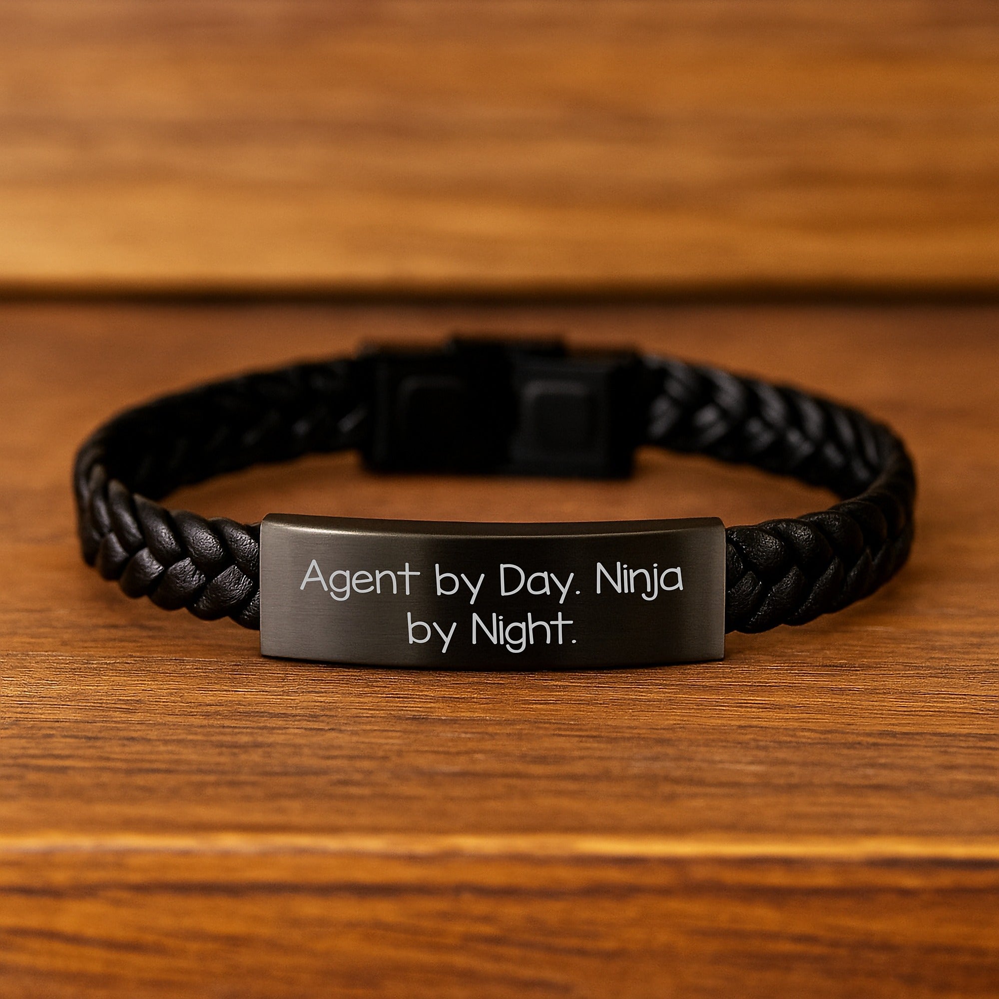 Agent Gifts by Day, Ninja by Night Interlaced Leather Bracelet for Graduation Unique Gifts from Friends - Image 2