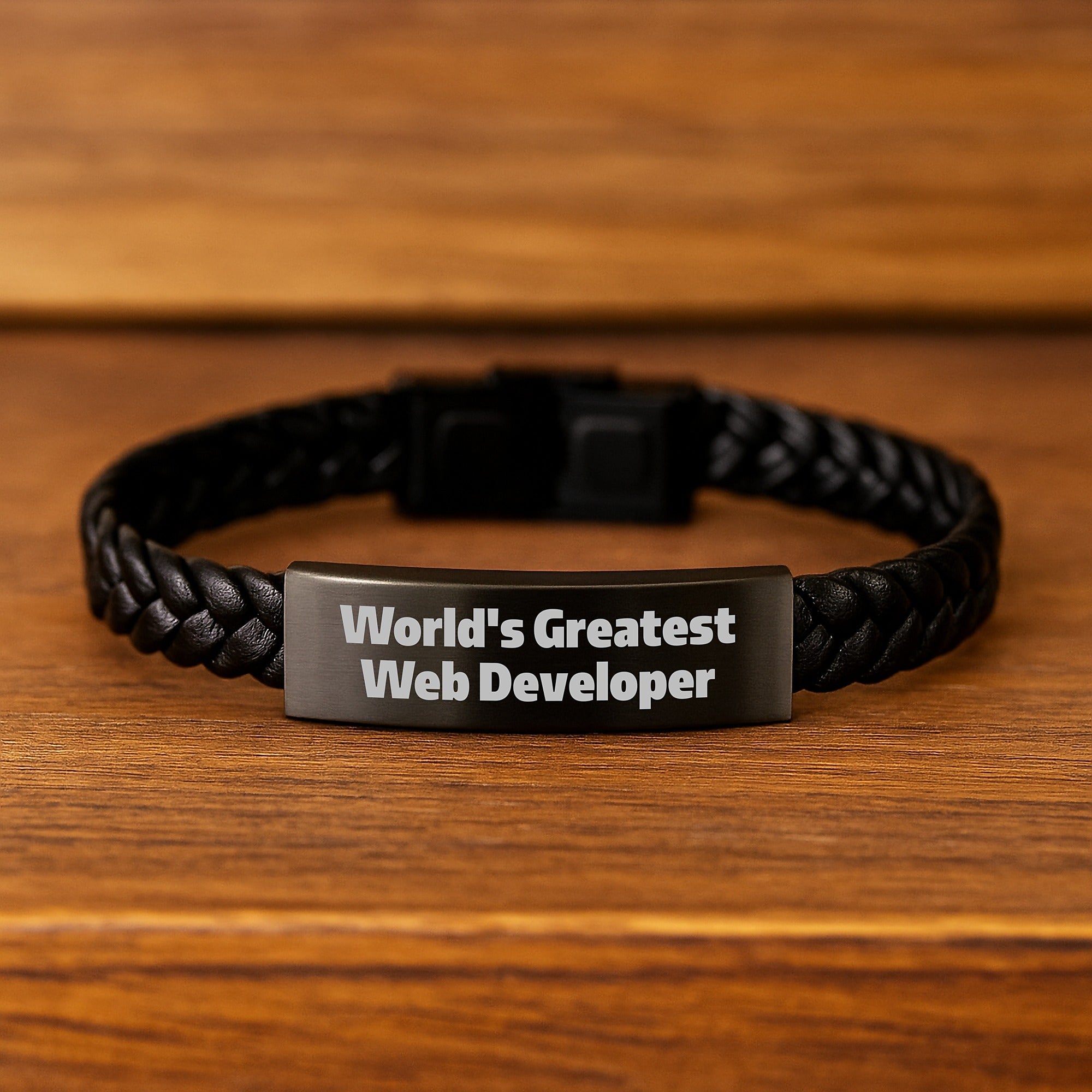 Inspirational Funny Web Developer Gifts for Men from Family, Unique Interlaced Leather Bracelet Christmas Unique Gifts - Image 2