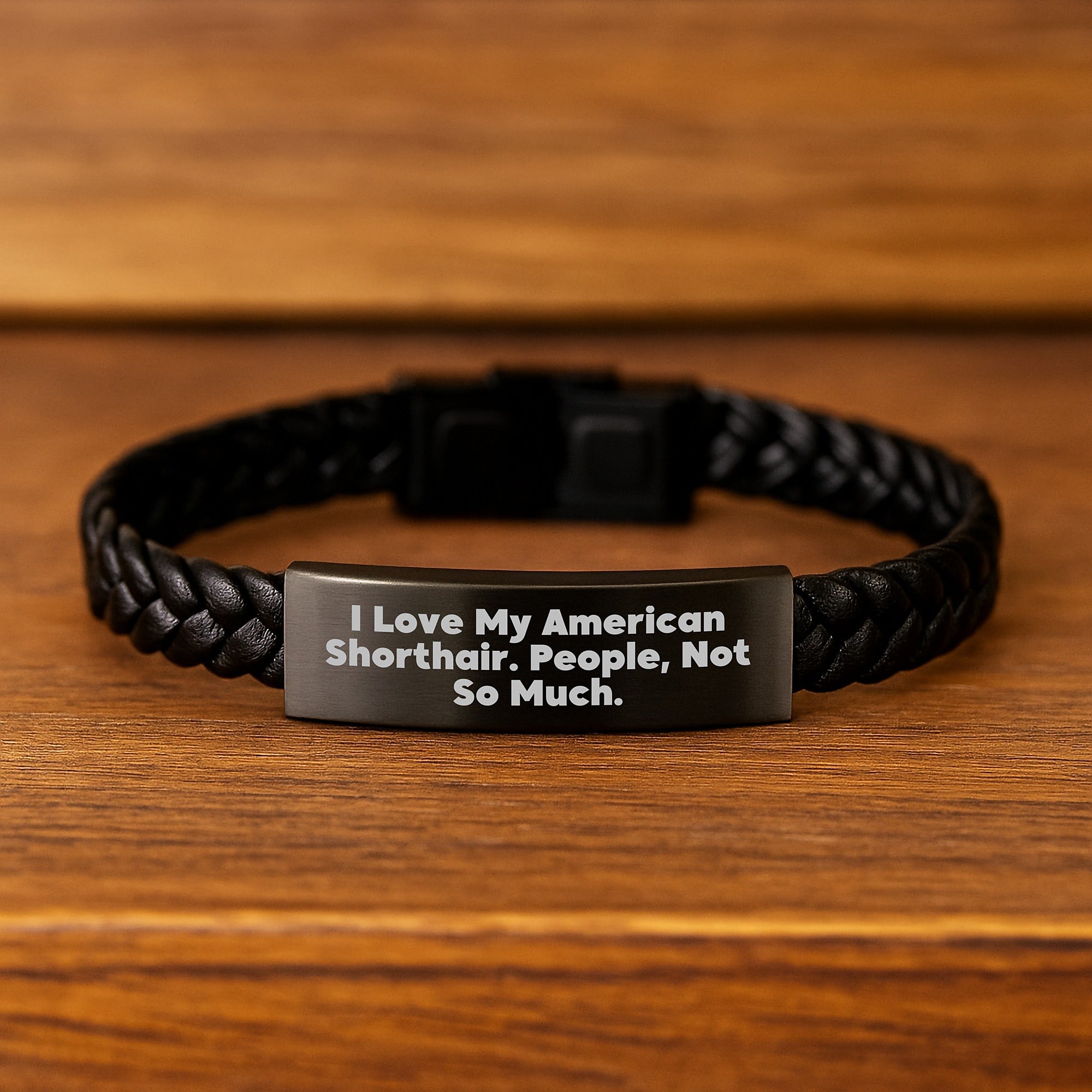 Funny American Shorthair Cat Lover Gifts from Friends to Family Interlaced Leather Bracelet for Graduation Unique Gifts - Image 2