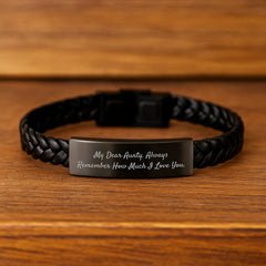 Funny Aunty Interlaced Leather Bracelet Gifts from Men to Aunty on Birthday, My Dear Aunty. Always Remember How Much I Love You. - Image 2