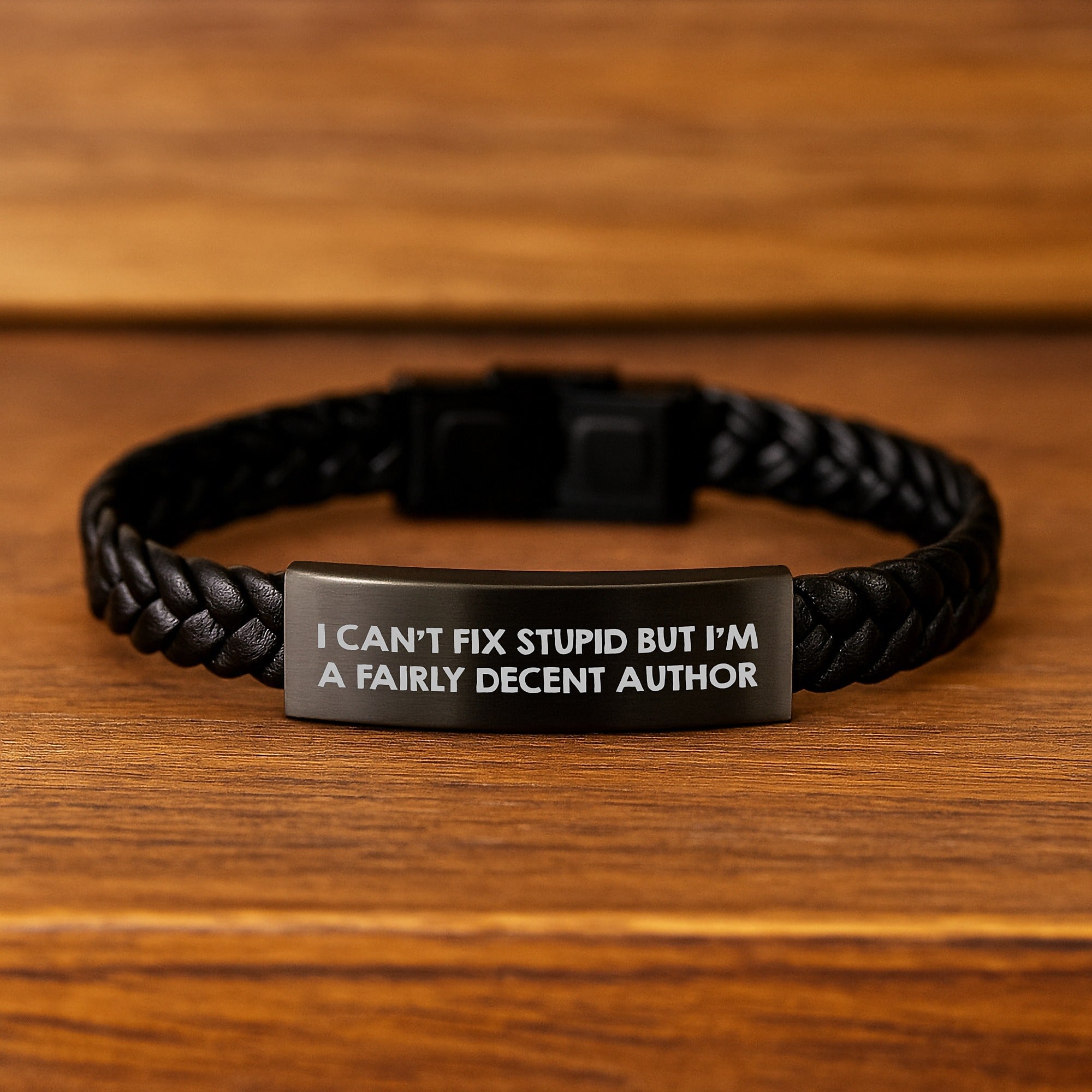 Funny Author Gifts from Men to Women Friends Coworkers - I'm A Fairly Decent Author Interlaced Leather Bracelet, Christmas Unique Gifts for Author, Author - Image 2