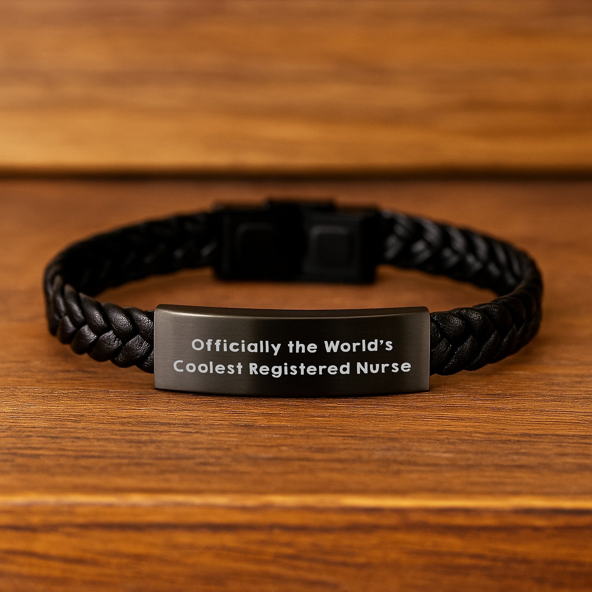 Funny Registered Nurse Gifts from Friends for Graduation Unique Interlaced Leather Braceltes - 'Officially The World's Coolest Registered Nurse' Quote - Image 2