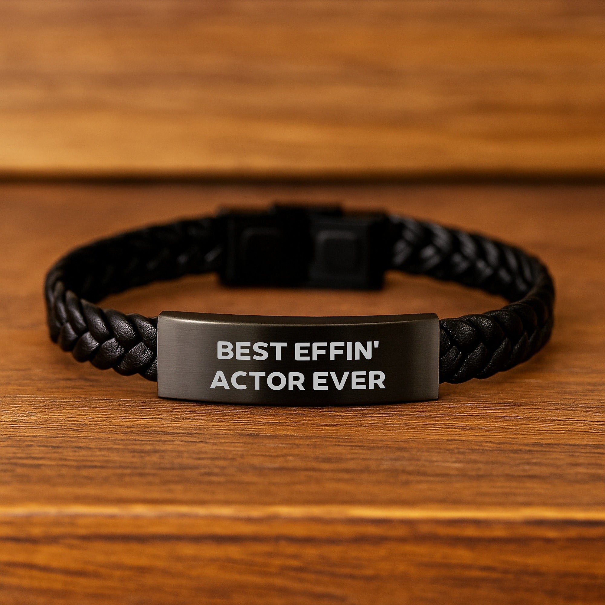 Actor Gifts, Funny Quote Interlaced Leather Bracelet, Gifts from Friends for Best Effin' Actor Ever, Unique Graduation Presents - Image 2