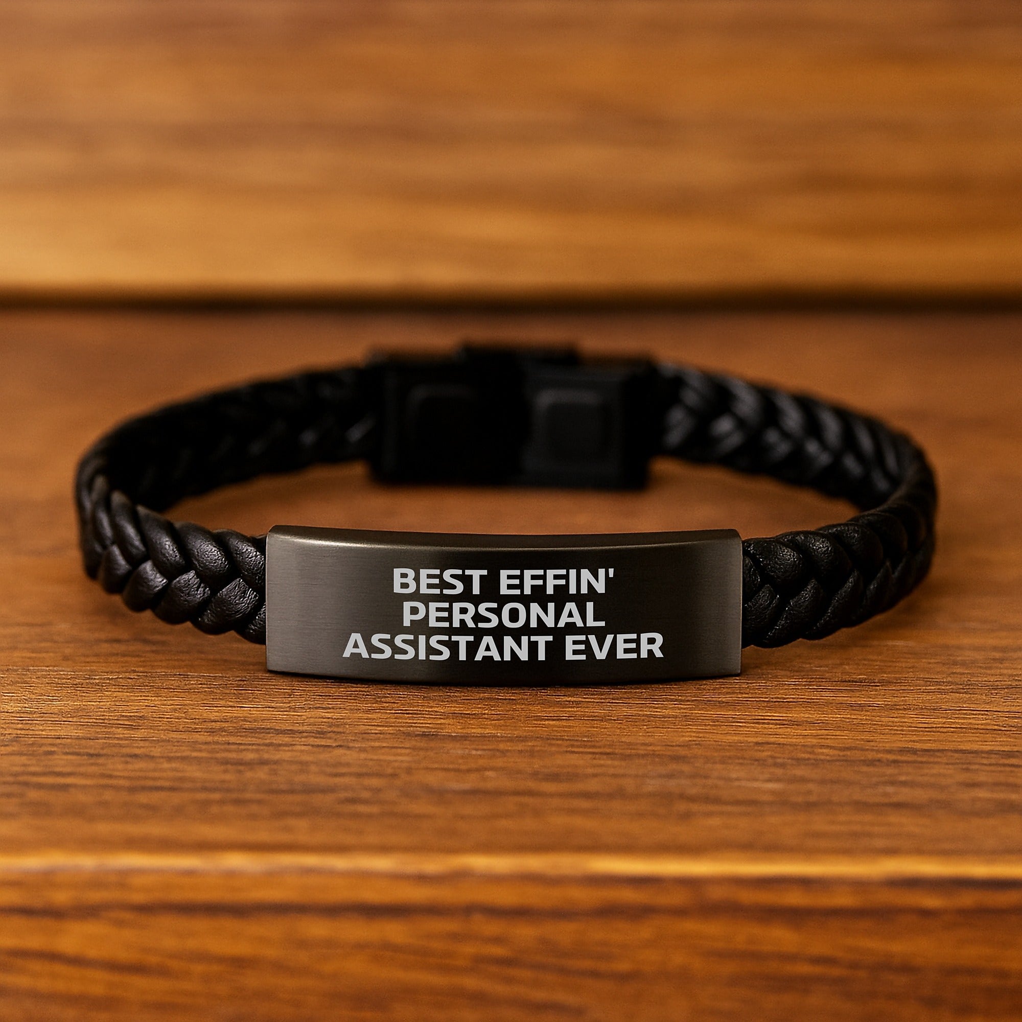 Funny Best Effin' Personal Assistant Ever Gift for Men or Women Interlaced Leather Bracelet, Gifts from Friends, Coworkers, or Family for Graduation Unique Gifts - Image 2
