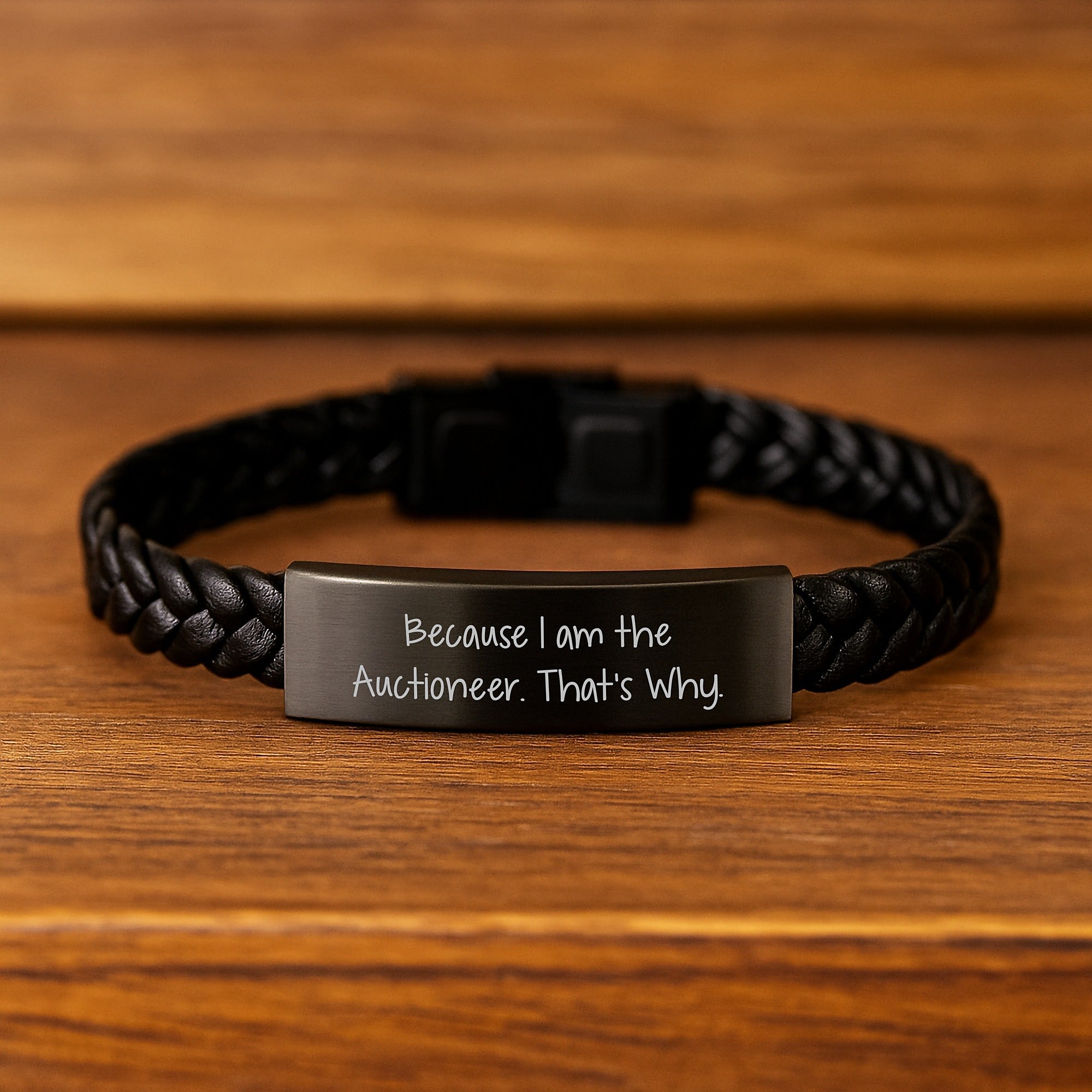 Auctioneer Gifts, Funny Quote Interlaced Leather Bracelet, Birthday Unique Gifts from Men to Auctioneer - Image 2