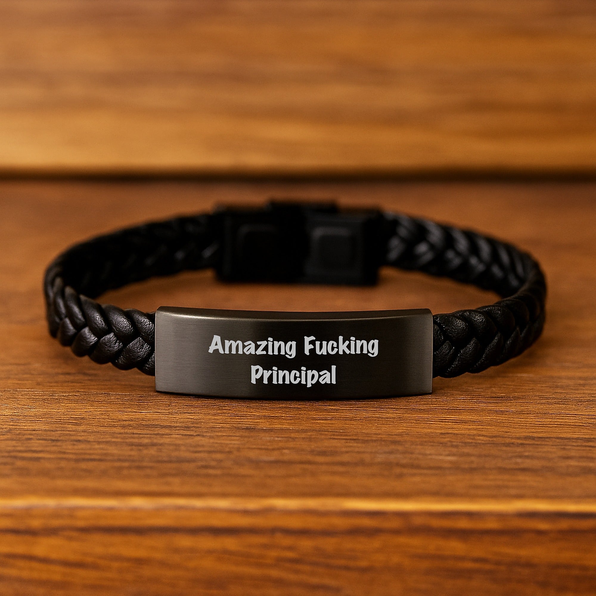 Funny Principal Gifts, Interlaced Leather Bracelet for Birthday, 'Amazing F--king Principal' Quote, Gifts from Friends, Gifts for Principal, Unique Birthday Unique Gifts - Image 2